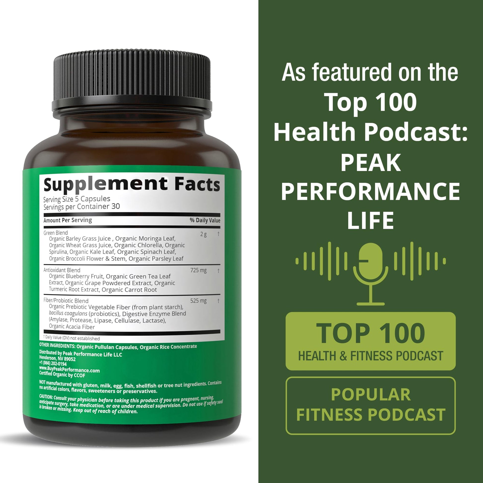 Organic Super Greens 150 Capsules - Green Juice Superfood Supplement with 25 All Natural Organic Ingredients. Max Energy and Detox Super Food Pills with Spirulina, Spinach, Kale, Turmeric, Probiotics Peak PerformanceAu supplements