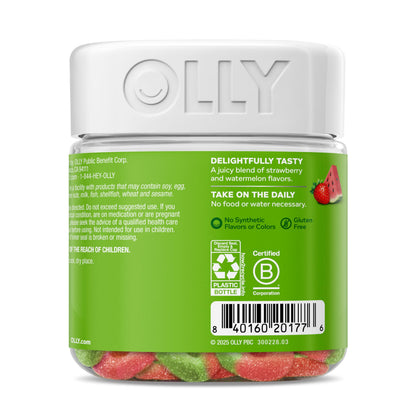 OLLY Fiber Gummy Rings, 5g Prebiotic Fiber, FOS (Fructo-oligosaccharides), Digestive Support, Berry Melon 50ct OLLYUS supplements