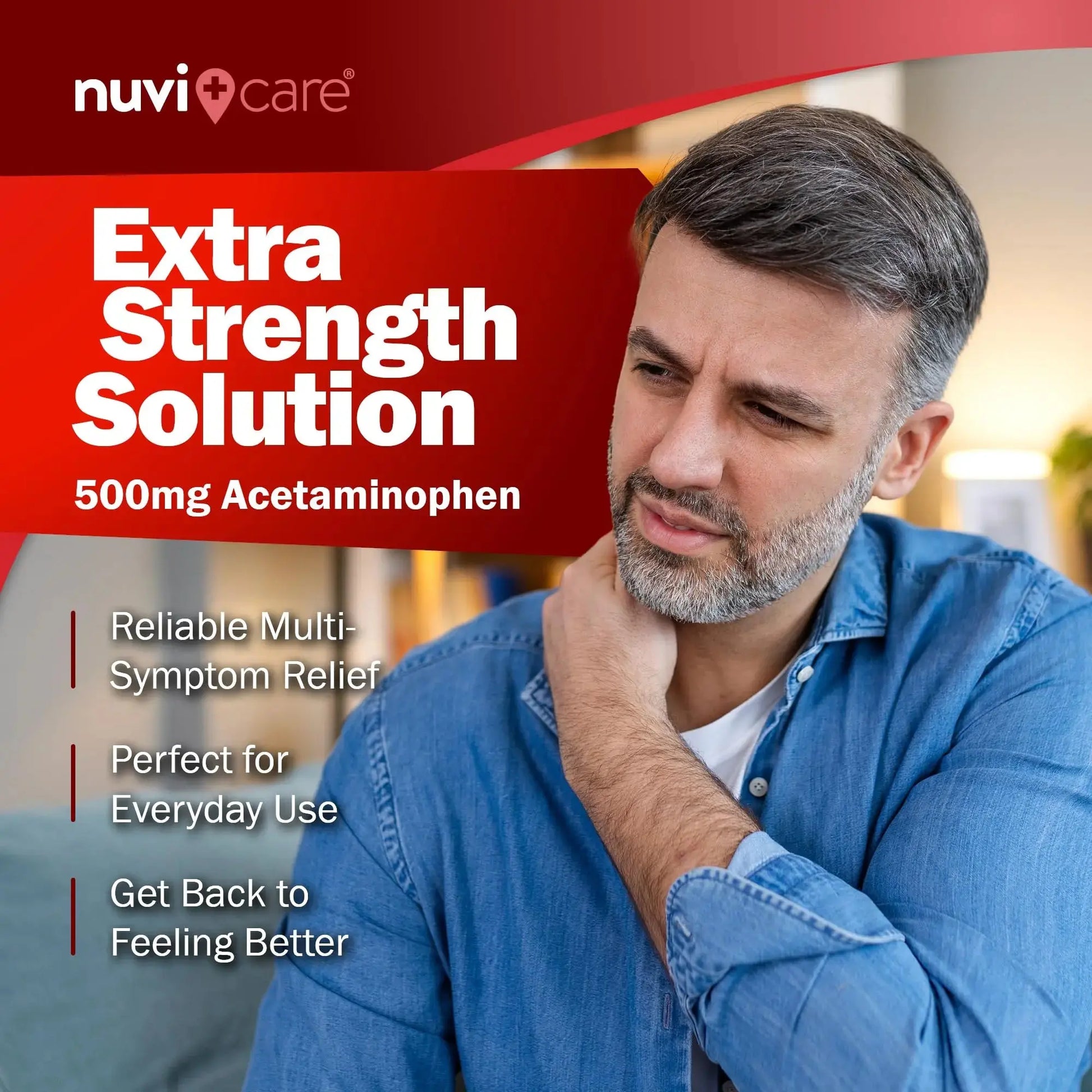 NUVICARE Acetaminophen 500mg Extra Strength Pain Relief - Compare to Tylenol Extra Strength Pain Reliever & Fever Reducer - 500mg Tablets for Adults for Headaches (100 Caplets) NUVICAREAu supplements