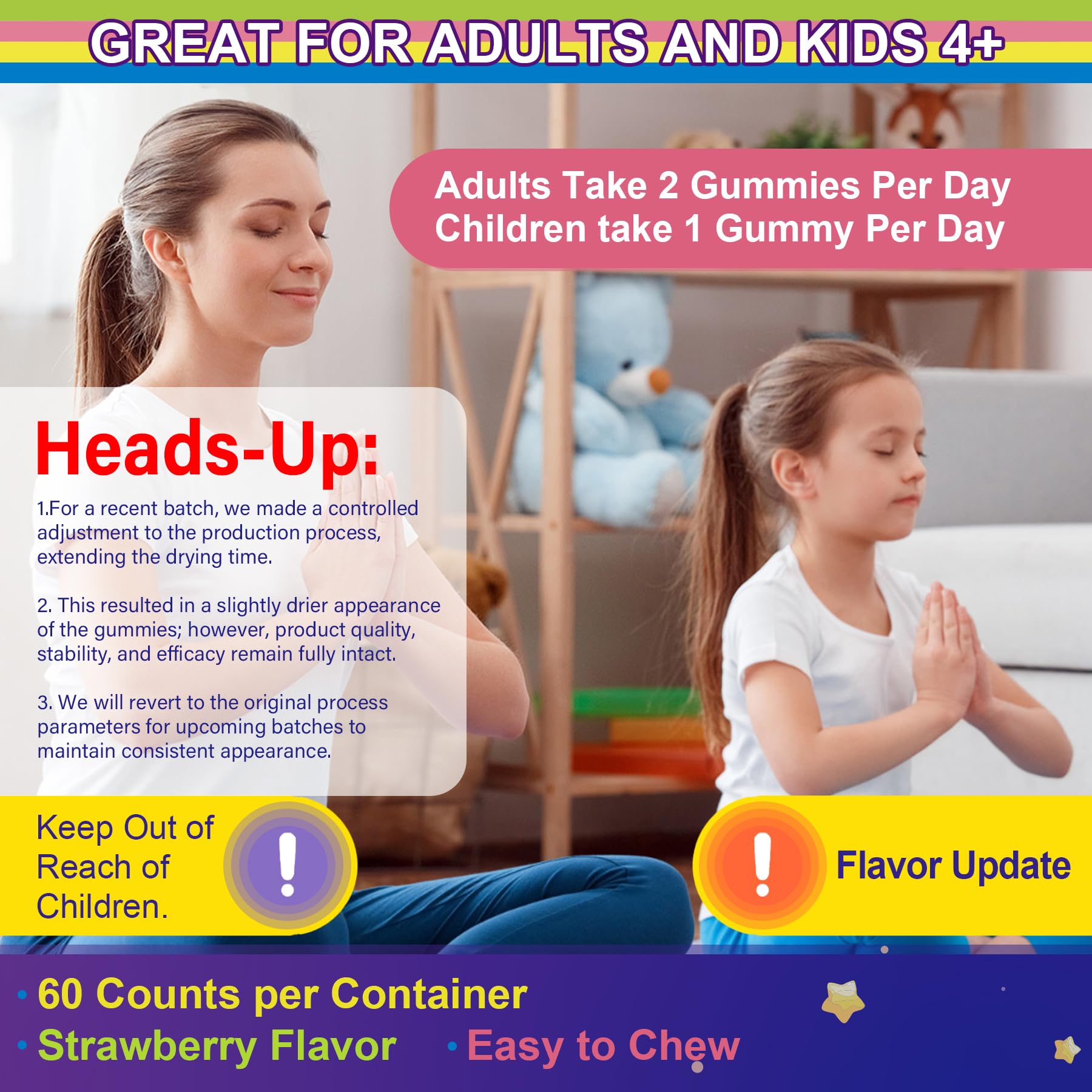 Magnesium Glycinate Gummies for Adults & Kids 4+, Sugar Free Magnesium Bisglycinate Supplement 400/200mg with B6D3, 5HTP, L-Theanine for Sleep & Relaxation, Brain, Muscle, Melatonin Free Gummies,2Pack NEVISSAu supplements