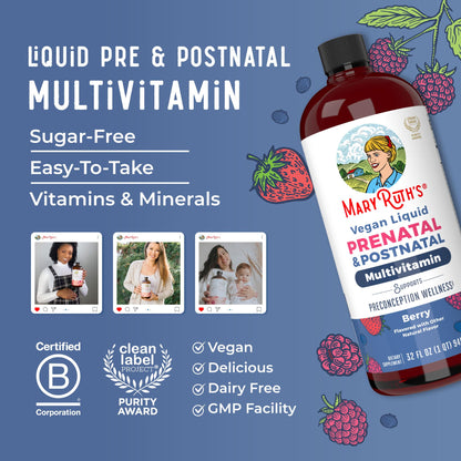 MARYRUTH'S Postnatal & Prenatal Vitamins for Women | Sugar Free | Selenium | Folate | Vegan | Non-GMO | Gluten Free | 32oz MARYRUTH'SUS supplements