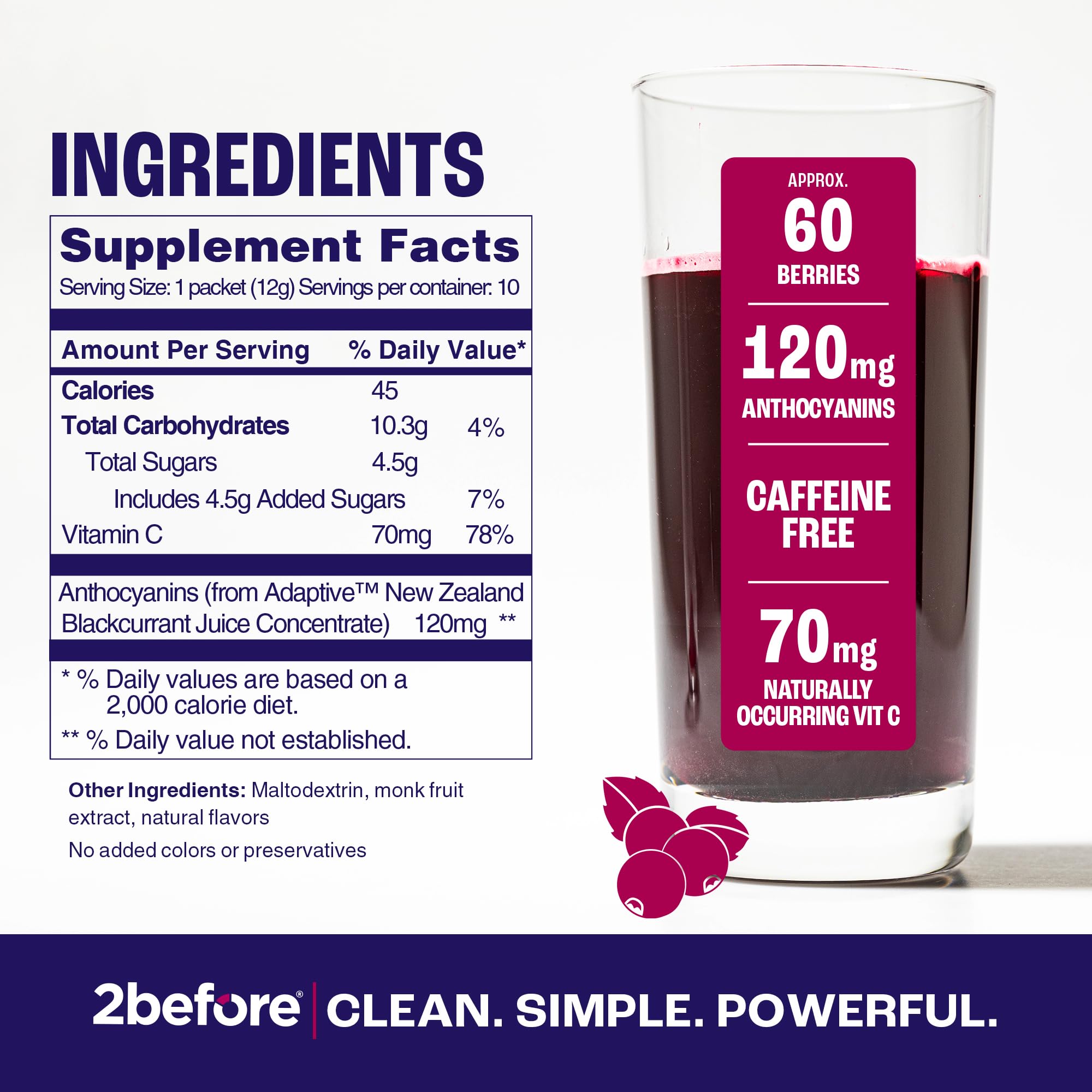 2before Blackcurrant I All Natural Vegan Pre Workout, with 120mg Caffeine I Clean Energy 2beforeAu supplements