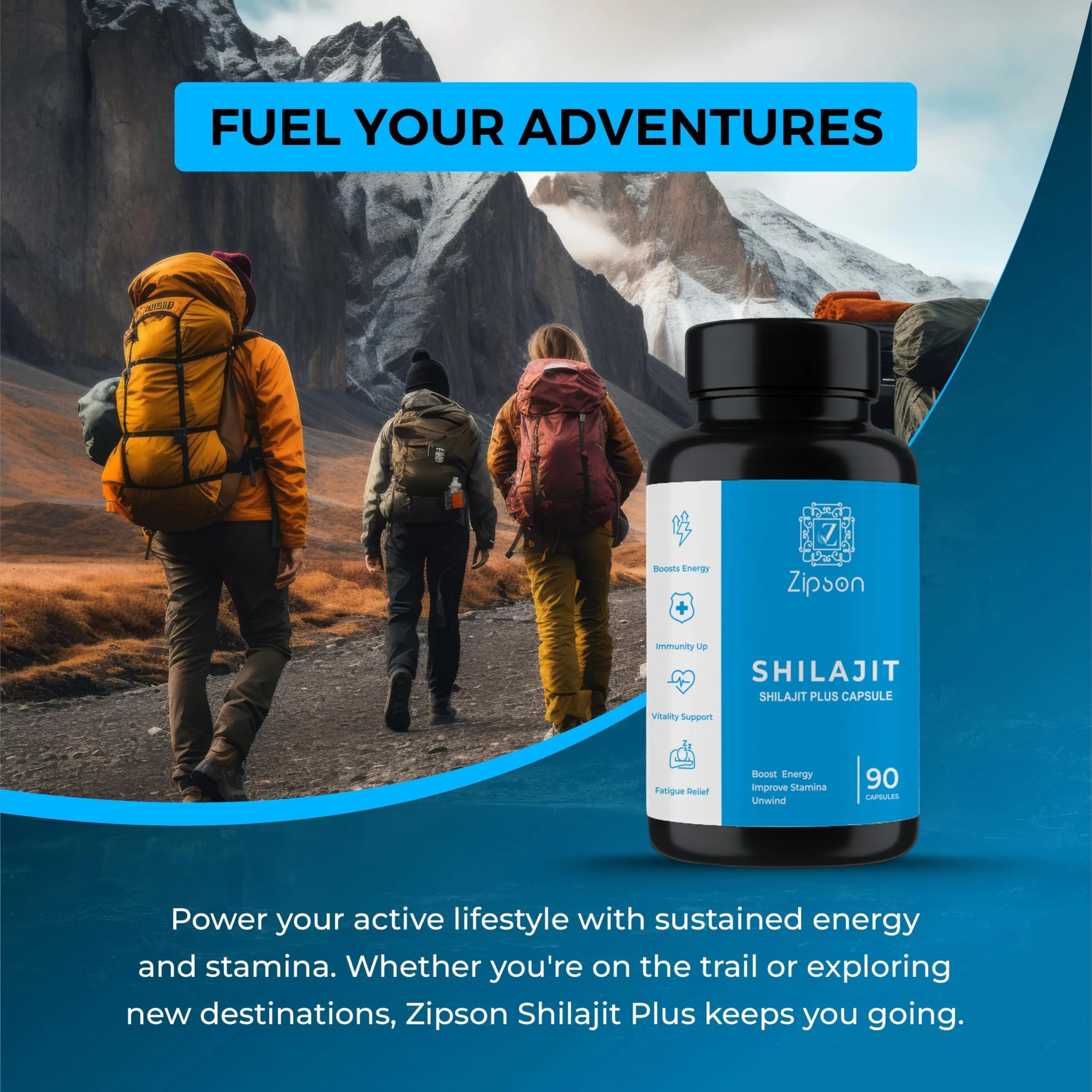 ZIPSON Shilajit for Men & Women | 90 Capsules | Himalayan Formula for Extra Power, Stamina & Immune Support | with Natural Fulvic Acid | Non-GMO | 500mg Per Serving ZIPSONnz supplements