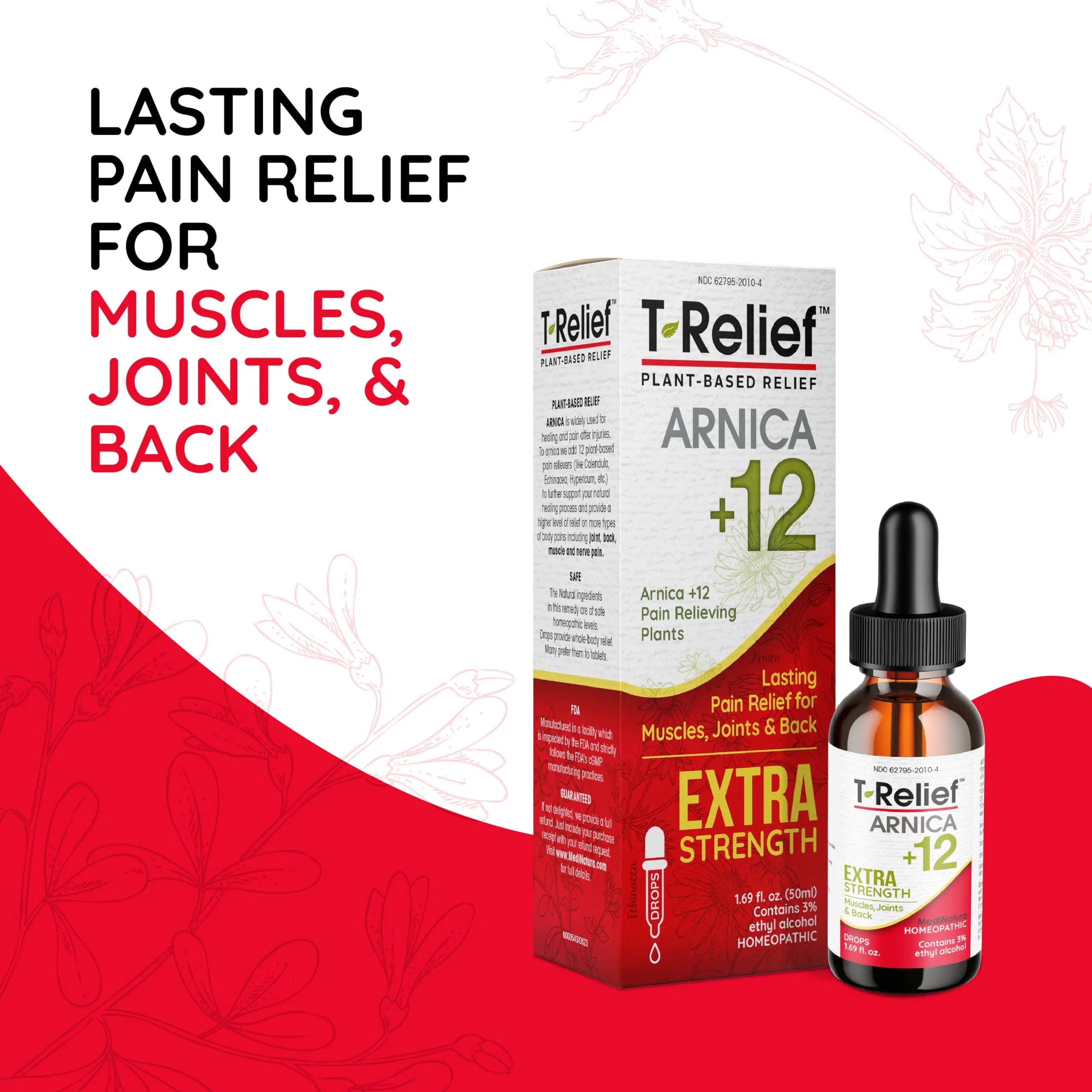 MediNatura T-Relief Extra Strength Oral Drops Arnica +12 Fast-Acting Natural Relieving Actives for Back Neck Joint Muscle Hand & Foot Aches Pains & Soreness - 1.69 oz MediNaturaAu supplements