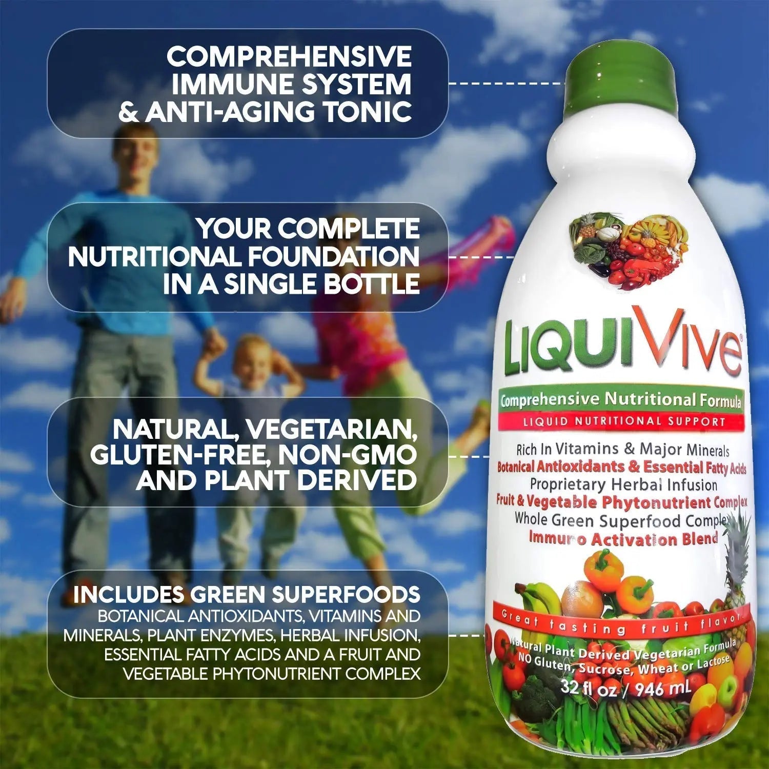 LiquiVive Liquid Vitamins Mega Nutrition | Vegetarian Daily Multivitamin Balance Immune Support Booster Superfood of Nature | Vitamin C D3 A B12 E K | Life MiracleAu supplements