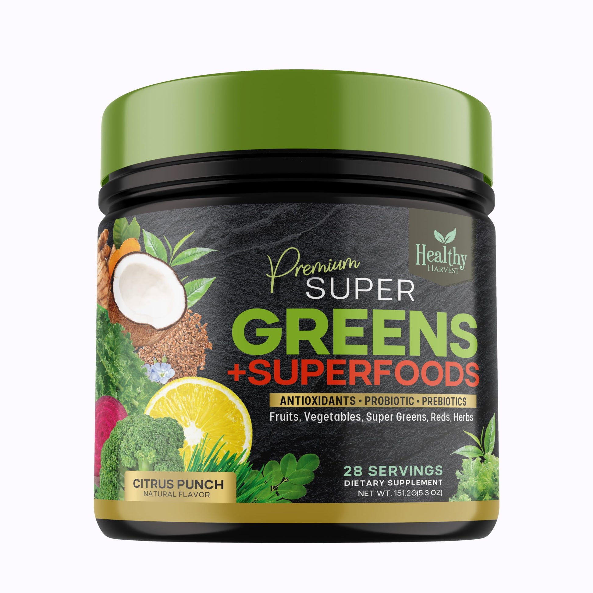 Greens Powder Superfood Supplement - Super Green Reds Smoothie Mix Blend with Spirulina Healthy Harvest NutritionAu supplements