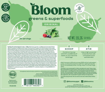 Bloom Nutrition Greens and Superfoods Powder for Digestive Health, Greens Powder Bloom NutritionUS supplements