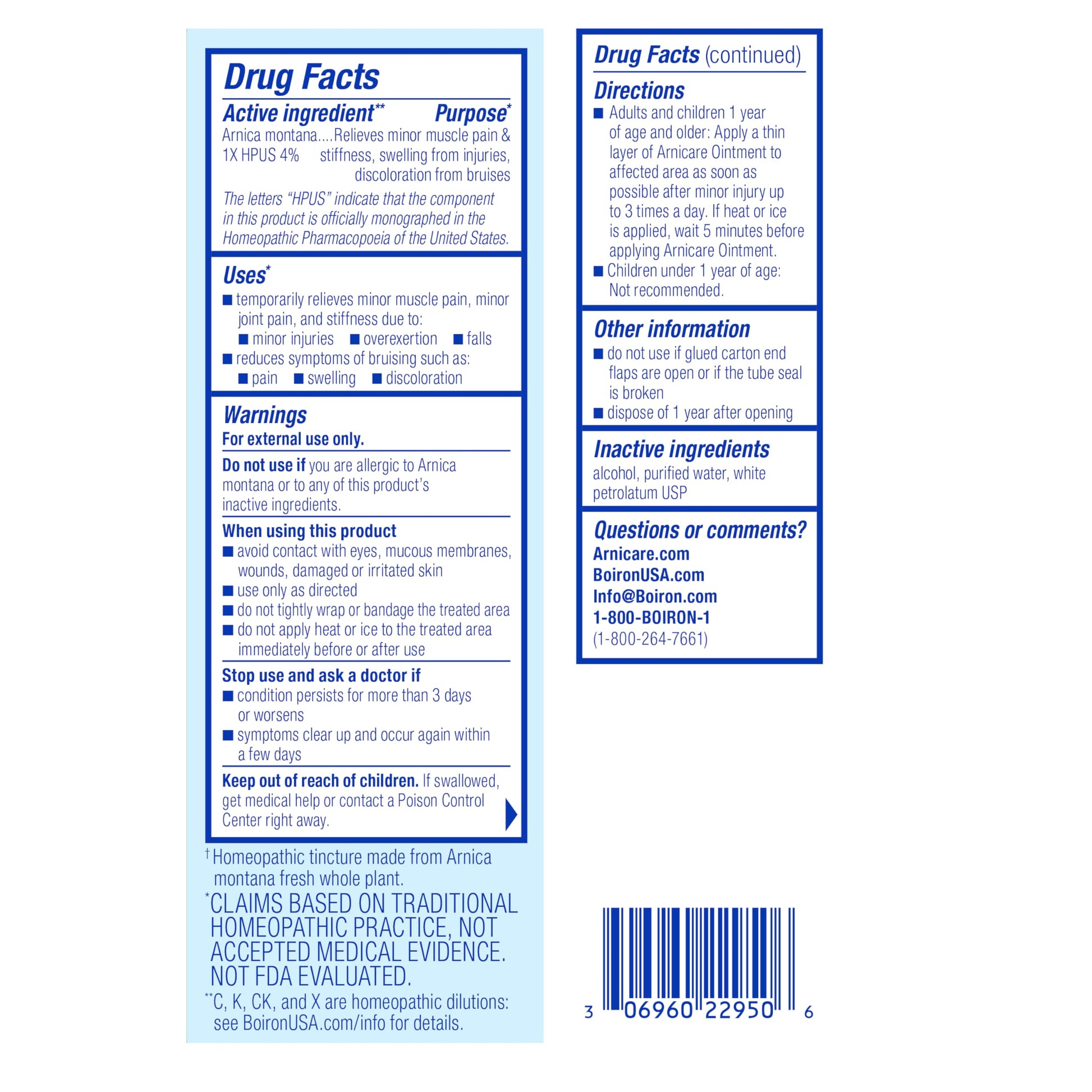 Boiron Arnicare Ointment for Relief of Joint Pain, Muscle Pain, Muscle Soreness, and Swelling from Bruises or Injury - Non-greasy and Fragrance-Free - 1 oz BoironAu supplements