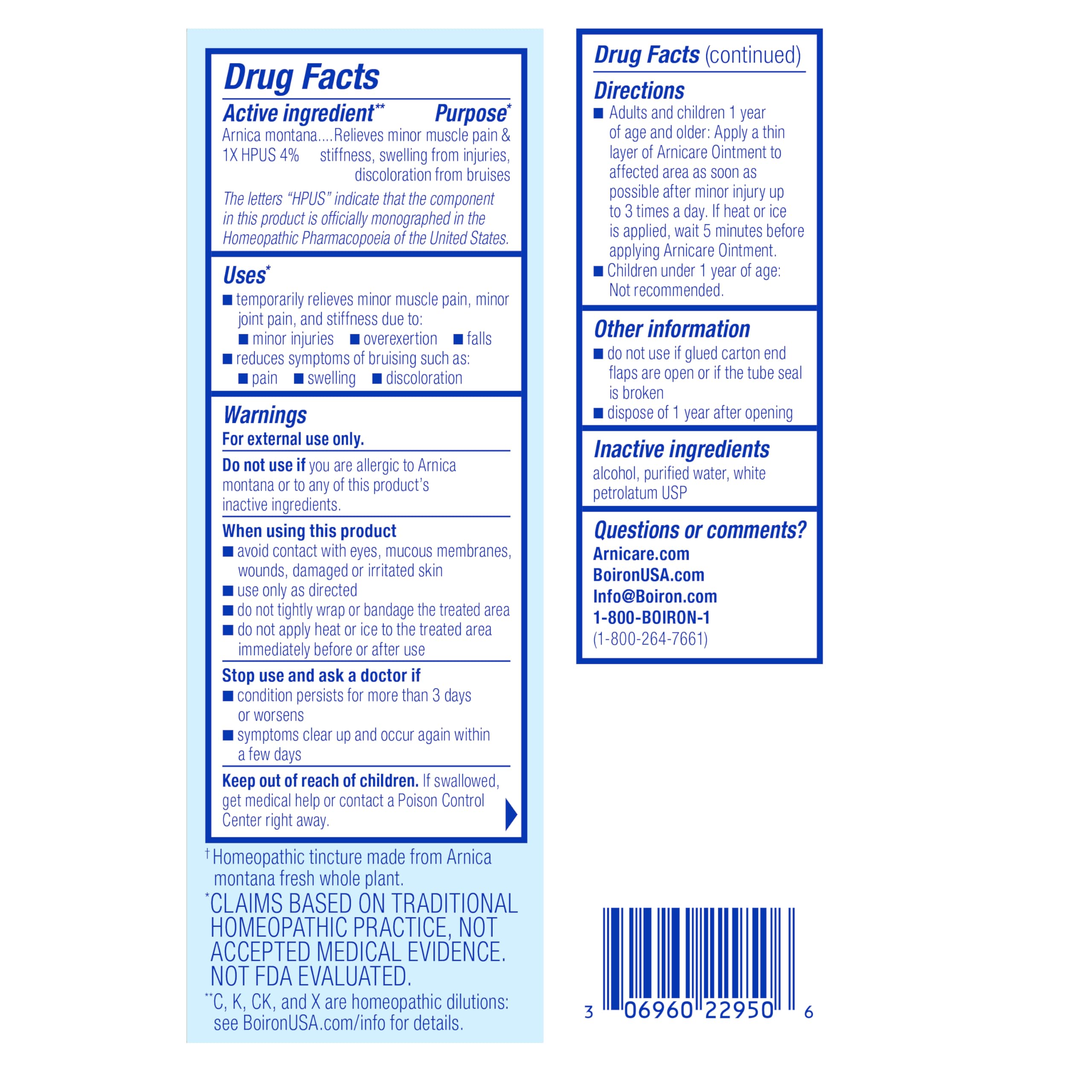 Boiron Arnicare Ointment for Relief of Joint Pain, Muscle Pain, Muscle Soreness, and Swelling from Bruises or Injury - Non-greasy and Fragrance-Free - 1 oz BoironAu supplements