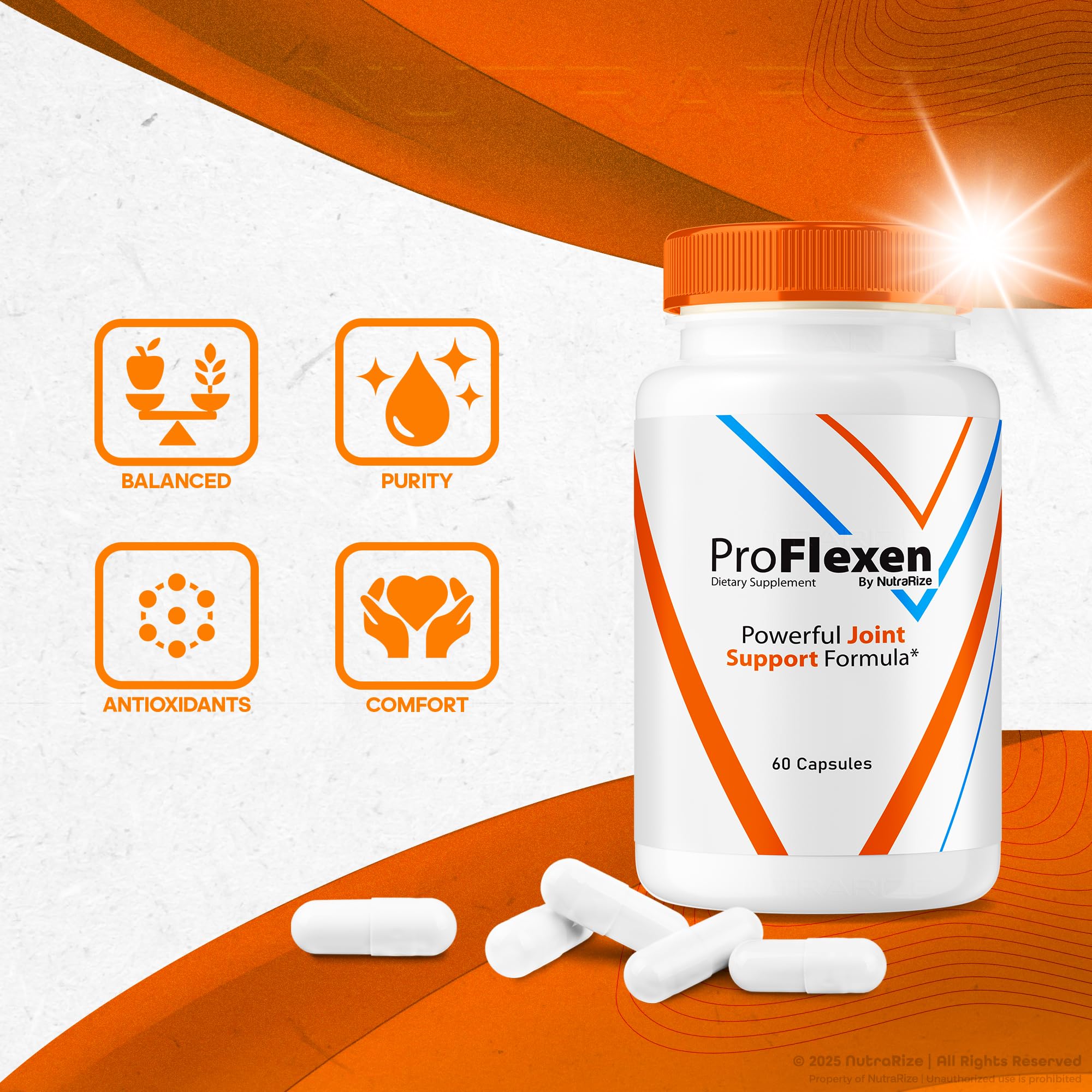 ProFlexen Capsules, ProFlexen Advanced Joint Support Formula, ProFlexen Collagen Support Pills, All Natural Supplement for Healthy and Flexible Joints, Official Pro Flexen Joint Reviews (60 Capsules) NutraRizeAu supplements