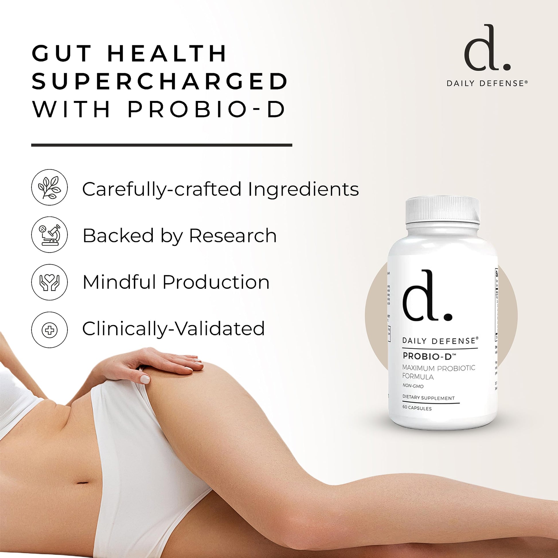 Daily Defense Probiotic Immune Support Supplement - Daily Probiotics for Men with Constipation & Gas - Digestion and Bloating Supplement & Probiotics for Women - 60 Capsules, PROBIO-D Daily DefenseAu supplements