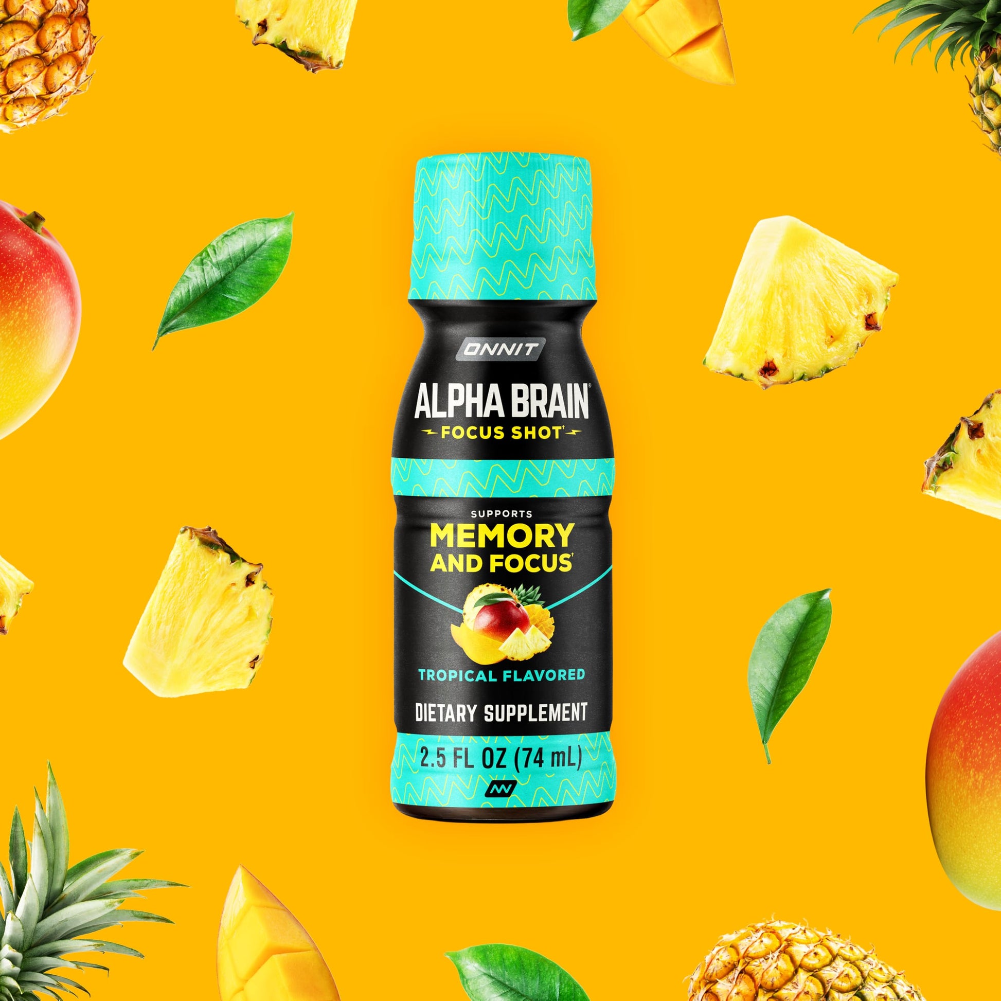 ONNIT Alpha Brain Focus Shot, Tropical Flavor, Nootropic Dietary Supplement Drink That Supports Energy, Focus, and Mood, IGEN™ Non-GMO Tested, 2.5 fl oz, 6 Count ONNITAu supplements