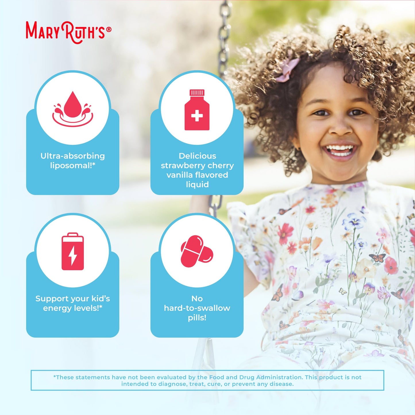 MaryRuth Organics Kids Multivitamin Liposomal | Vegan, Sugar-Free Vitamins for Kids | Ages 4+ | 2 Month Supply | 15.22 Fl Oz MARYRUTH'SUS supplements