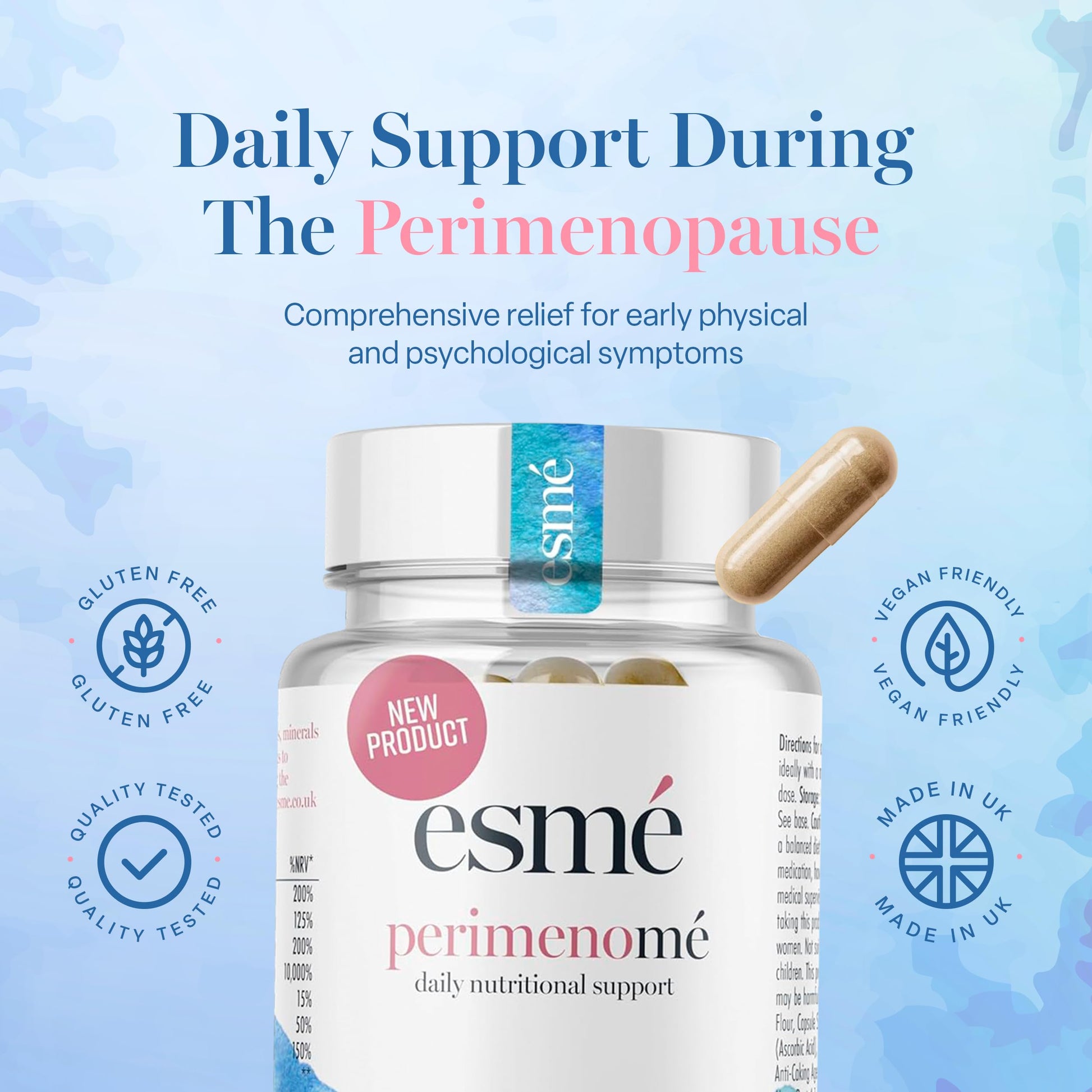 Esme Menopause Supplements Perimenopause Supplements 1 Month Supply - Daily Support for The Early Stage of Menopause – 60 Capsules - Includes Ashwagandha, Vitamins and Red Clover EsmeAu supplements