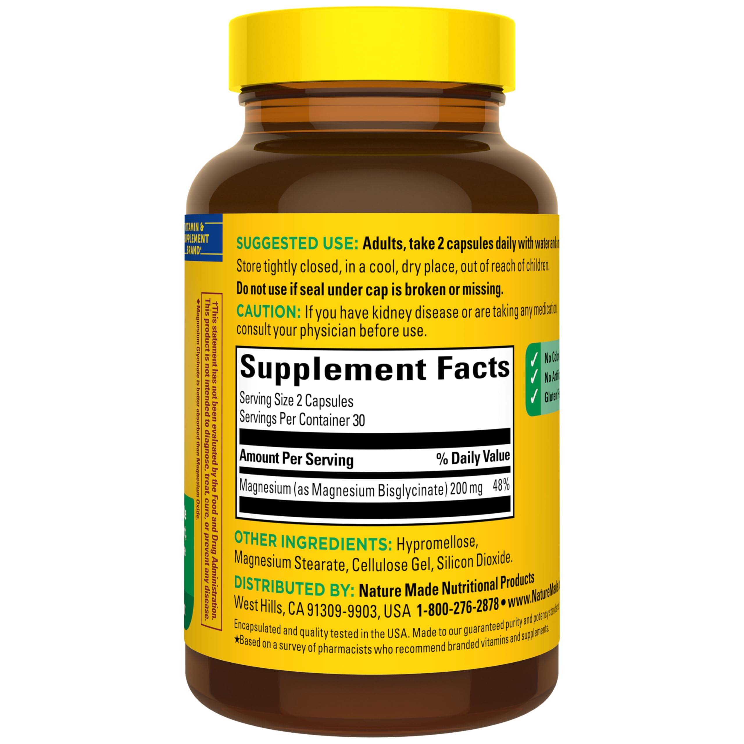Nature Made Magnesium Glycinate 200 mg per Serving, Magnesium Supplement for Muscle, Heart, Nerve and Bone Support, 60 Magnesium Bisglycinate Capsules, 30 Day Supply Nature MadeAu supplements