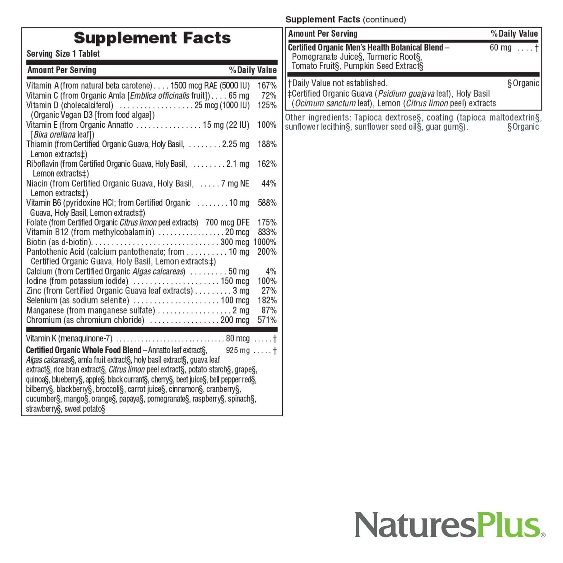 NaturesPlus Source of Life Garden Men’s Once Daily Multivitamin - 30 Tablets - Supports Energy & Stamina Nature's PlusAu supplements