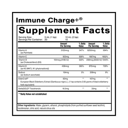 Quicksilver Scientific Immune Charge+ - Elderberry with 10,000 IU Vitamin D3, 25,000 Vitamin A, C, E, K1 & K2 for Immune Health & Lung Support (100ml) Quicksilver ScientificUS supplements