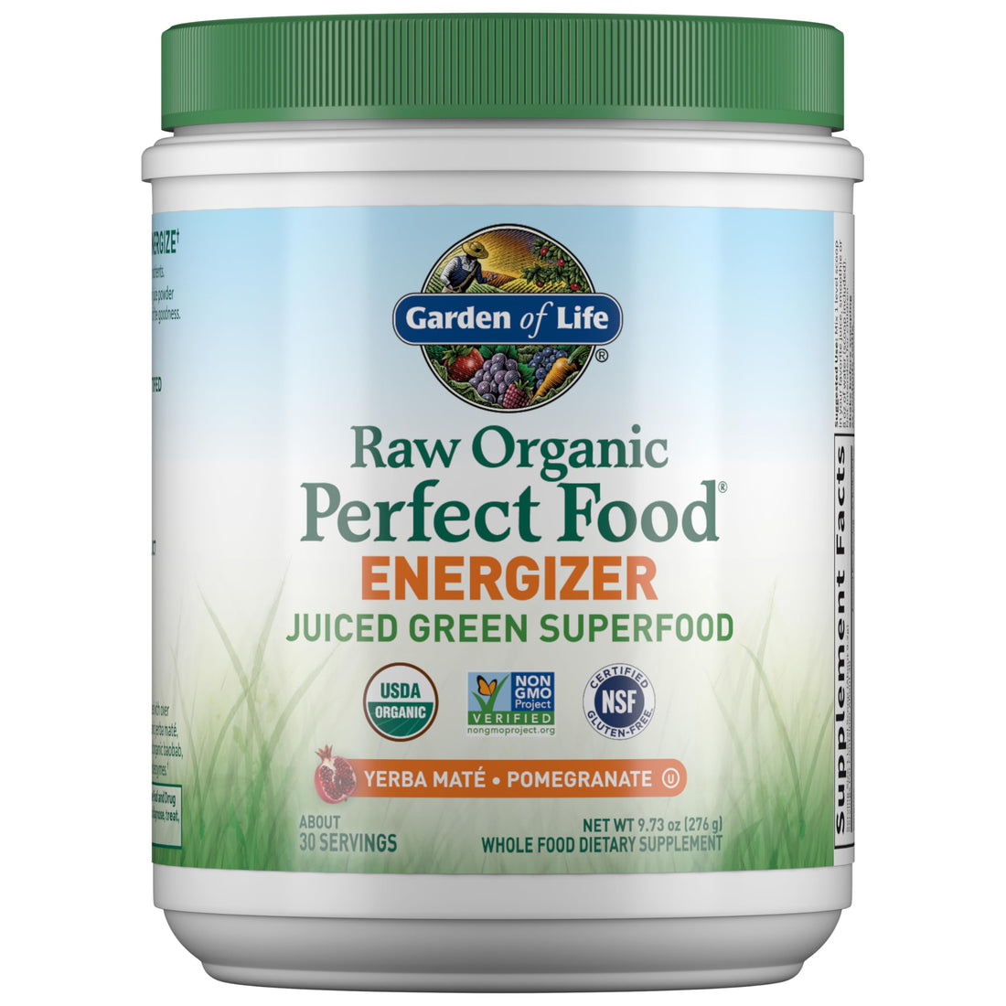 Garden of Life Raw Organic Perfect Food Energizer Juiced Green Superfood Powder - Yerba Mate Pomegranate, 30 Servings, Green Superfood Powder & Probiotics, Gluten Free Whole Food Greens Supplements Garden of LifeAu supplements