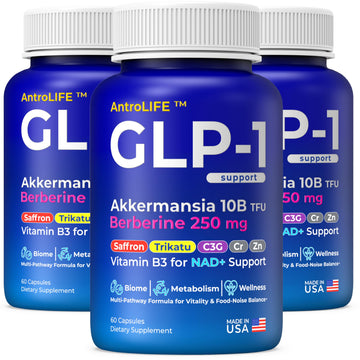 GLP-1 Support – Akkermansia Postbiotic 10B TFU + Berberine HCl 250 mg | 18-Ingredient System | Appetite, Mood & Metabolic Support | Inulin-Free | Saffron, NAD+ Cofactors | 3 Pack | 90-Day Supply ANTROLIFEAu supplements