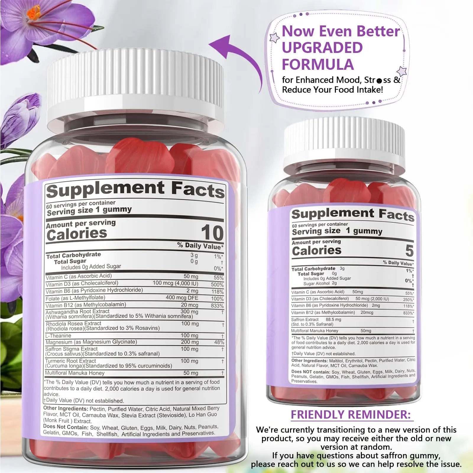 Saffron Supplements Gummies 100mg - 100% Pure Saffron Extract with Magnesium Glycinate, L-Theanine, Turmeric, Ashwagandha NEVISSAu supplements