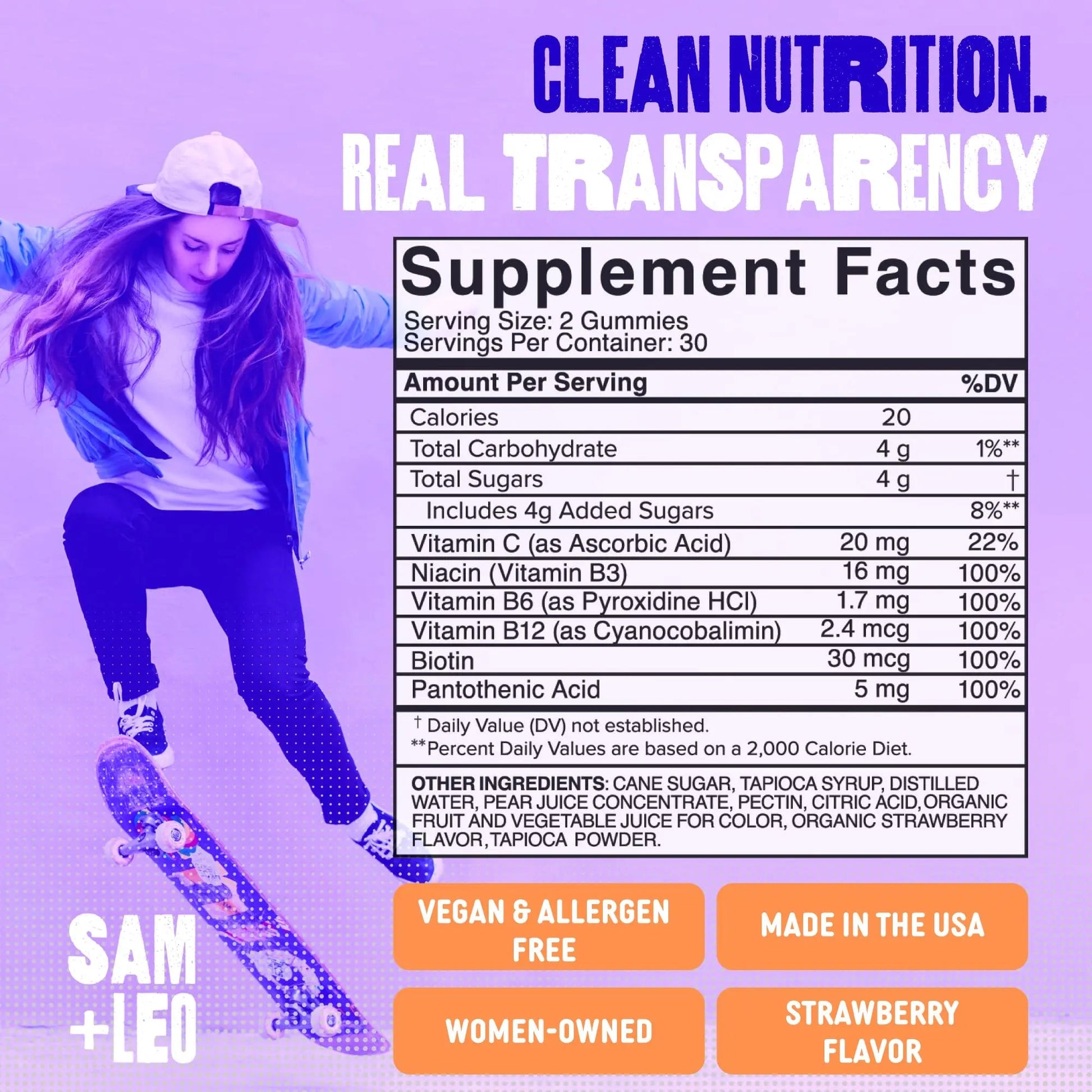 SAM+LEO Vitamin B Complex Gummies with Biotin for Kids & Teens - Caffeine-Free Focus & Energy Support Supplement Gummies | SAM+LEOAu supplements