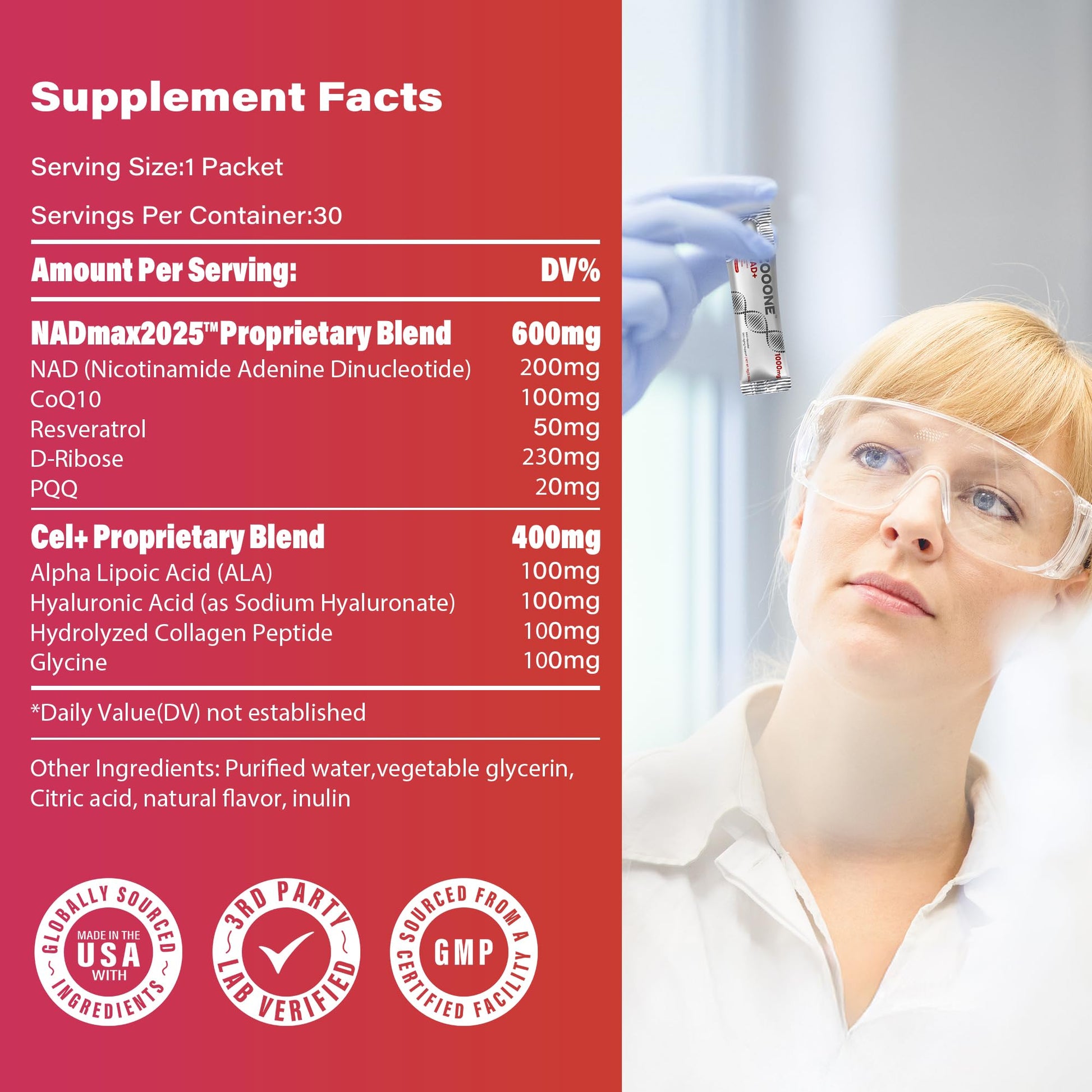 NAD+ 1000mg Liquid Packets Supplement - Premium Nicotinamide Riboside & Resveratrol for Cellular Energy,Advanced NAD Booster for Men & Women (90 Pocket) zoooneAu supplements
