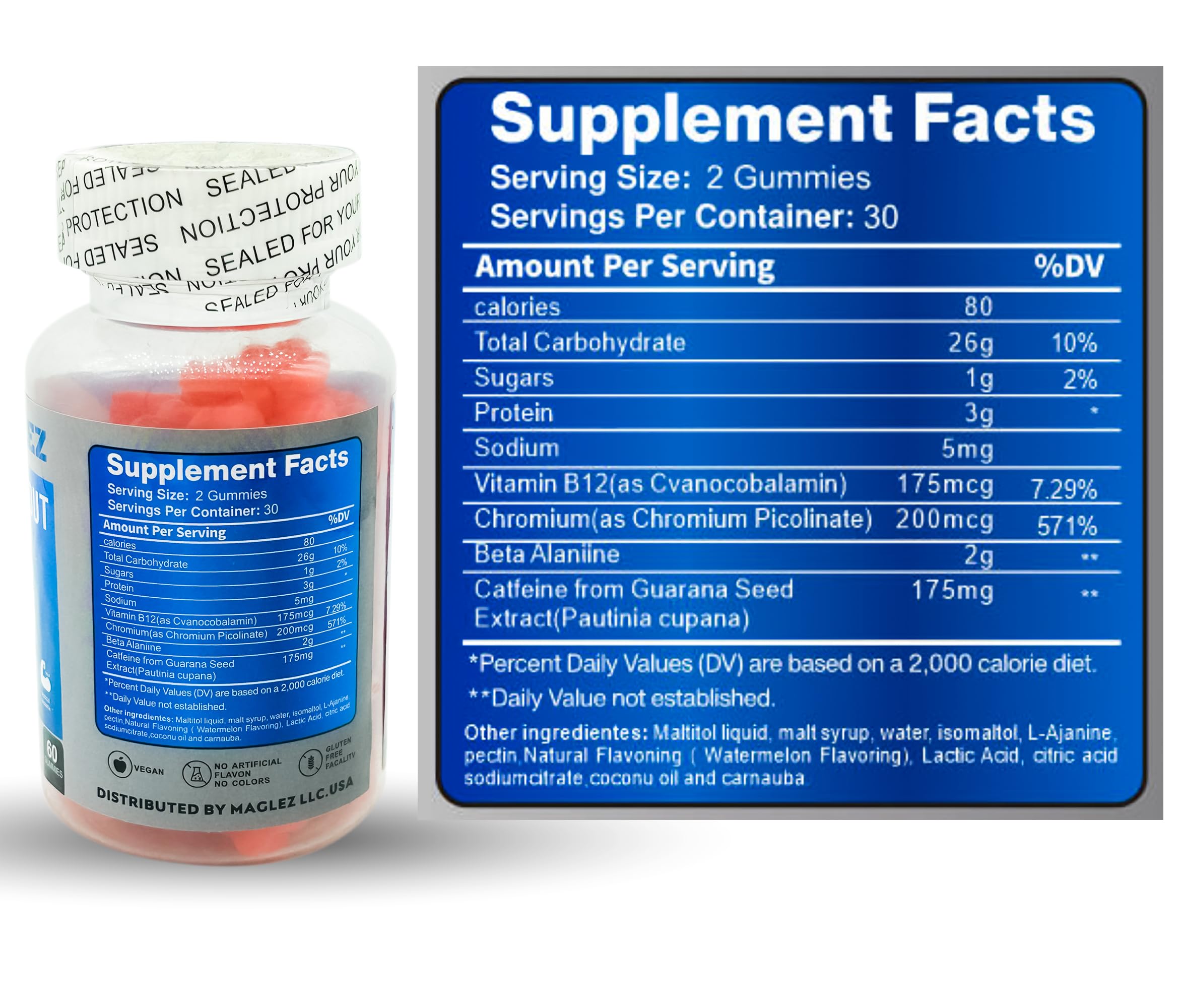Maglez, Pre Workout Gummies for Men & Women, PreWorkout Gummy with Beta Alanine MAGLEZAu supplements