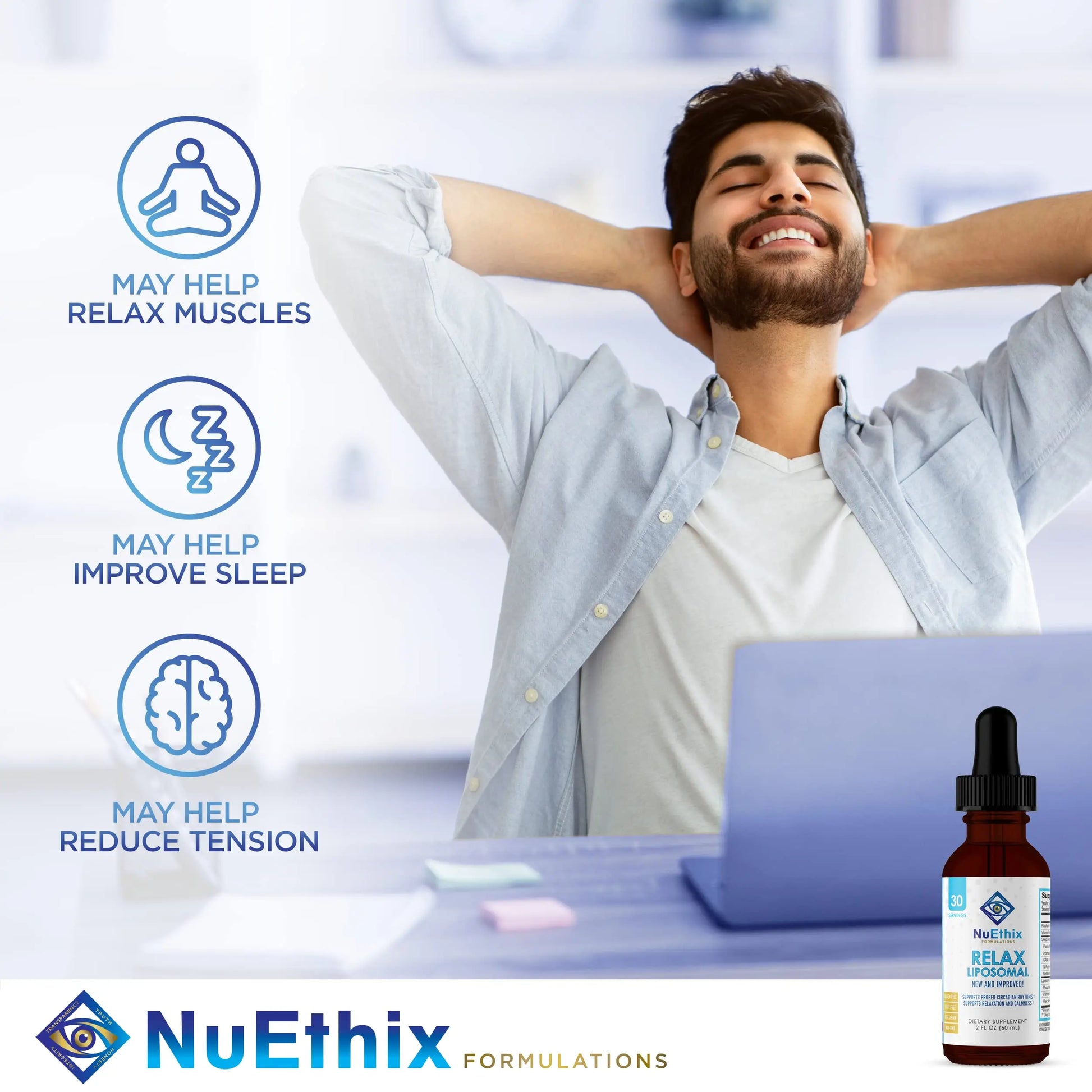 NuEthix Formulations Relaxation Supplement Bundle: Cort-Eaze Cortisol-Control Supplement, 60 Capsules, 30 Servings and Relax Liposomal, 2 Fluid Ounces, 30 Servings NuEthix Formulationsnz supplements
