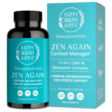 Zen Again Cortisol Manager with Ashwagandha KSM-66® | Cortisol Supplements for Women | 11-in-1 Complex | Natural Stress Support Supplement with L-Theanine, Rhodiola & Magnesium | Vegan, 60 Ct Happy Healthy HippieAu supplements