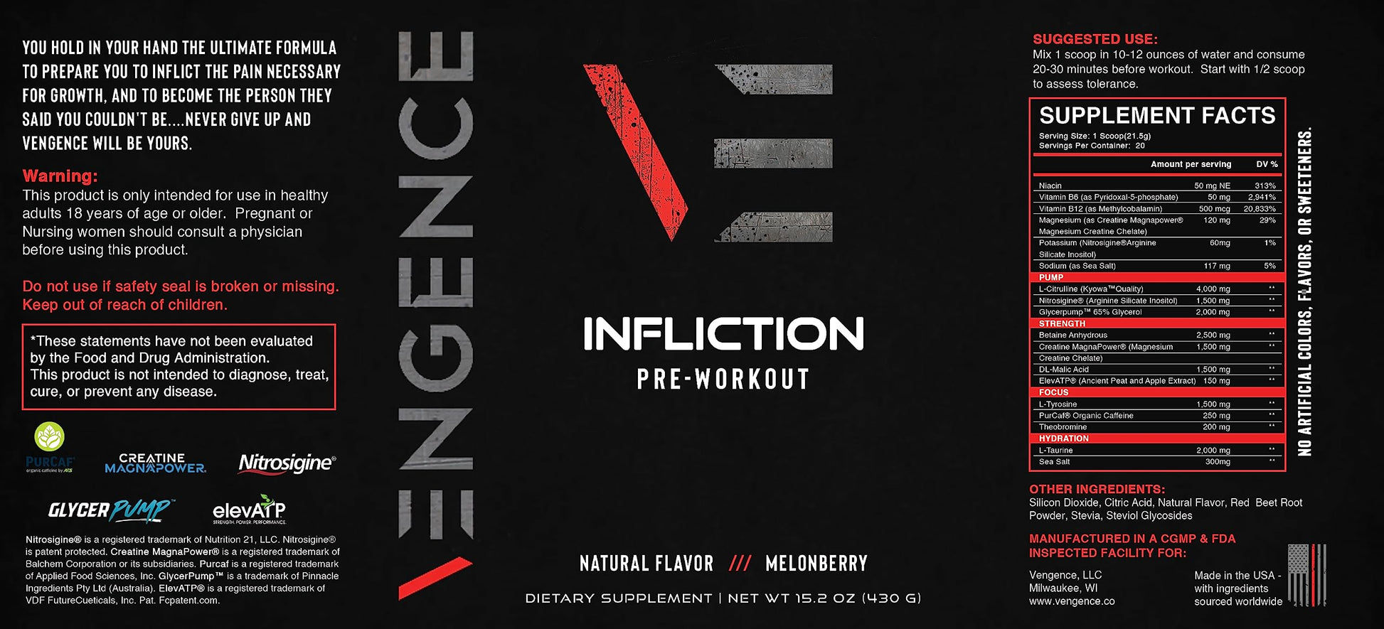 Vengence Infliction Pre-Workout Powder for Men & Women - Energy, Focus & Massive VengenceAu supplements