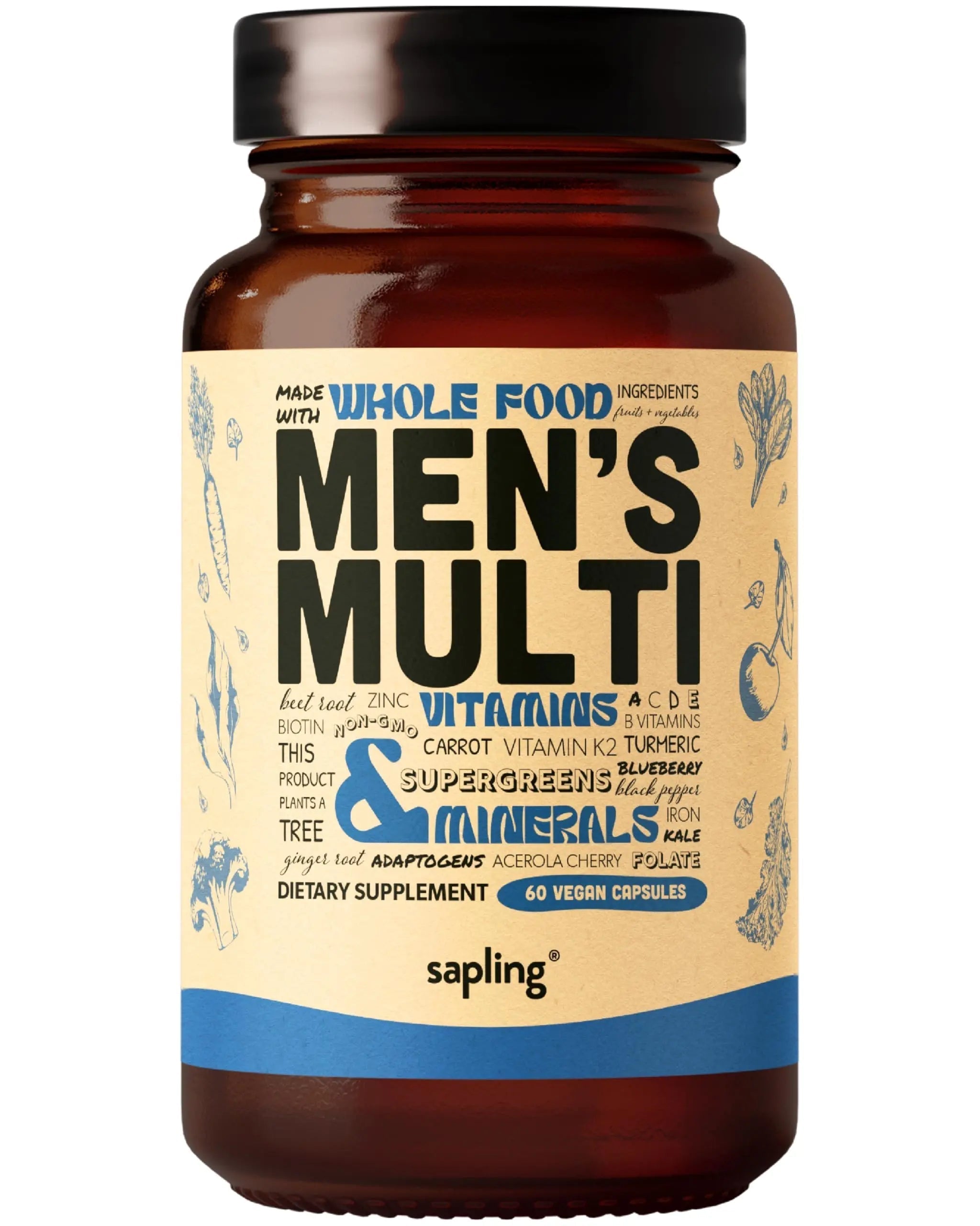 Multivitamin for Men - Daily Men’s Multivitamin - Methylated B Complex with Whole Food Ingredients, Vitamin B12, Folate saplingAu supplements