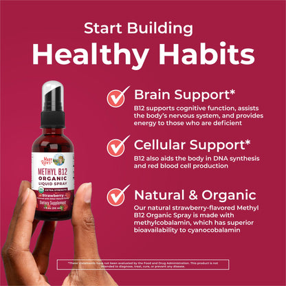 MaryRuth Organics Vitamin B12 Liquid Spray | Vegan, Non-GMO, Gluten-Free | USDA Organic Supplement | Energy & Nervous System Support | B12 Vitamins for Women & Men | 720 mcg | 1 Fl Oz MARYRUTH'SUS supplements