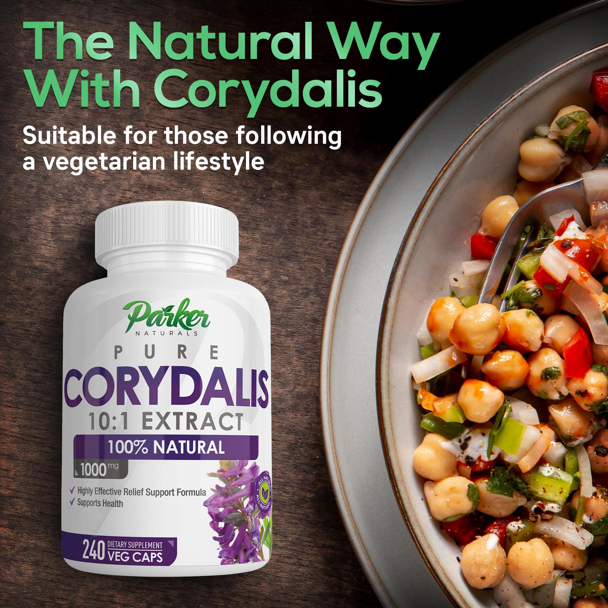 Parker Naturals Pure Corydalis Root Extract Capsule - 1000mg Strength, 10:1 Corydalis Yanhusuo Extract, Natural Relief, Long Lasting, 100% Vegetarian, 120 Servings, 240 Count Parker NaturalsAu supplements