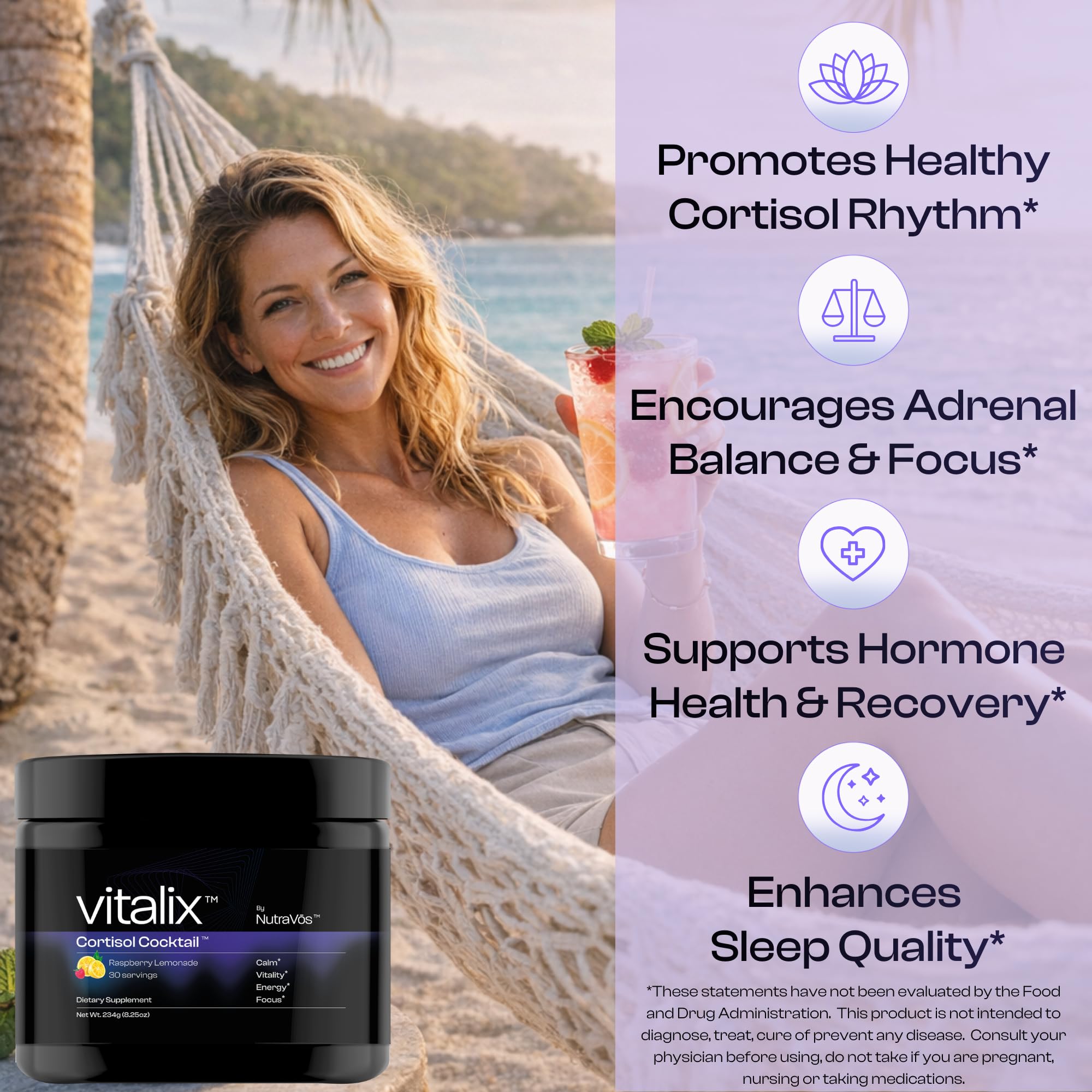 NutraVōs Vitalix – Cortisol Reducer & Adaptogen Drink Mix with Ashwagandha KSM 66, Magnesium Glycinate 200mg, L-Theanine 200mg, Vitamin C 500mg & Electrolytes – Raspberry Lemonade – 30 Servings NutraVōsAu supplements