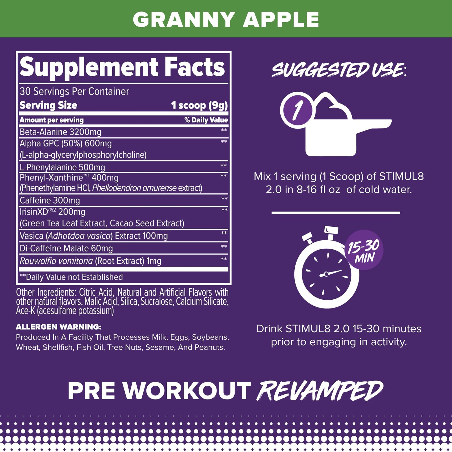 FINAFLEX STIMUL8 2.0 Pre Workout, Granny Apple - Delivers Energy, Focus & Strength FINAFLEXUS supplements