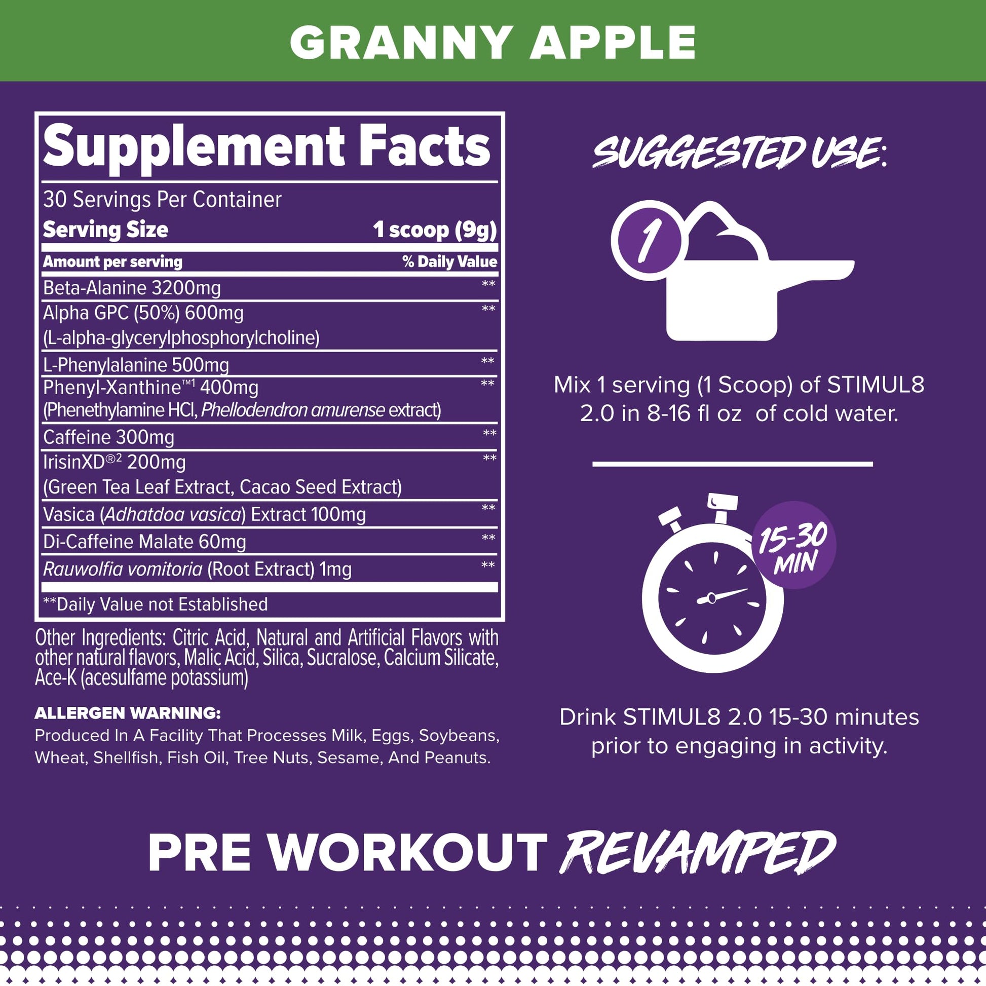FINAFLEX STIMUL8 2.0 Pre Workout, Granny Apple - Delivers Energy, Focus & Strength FINAFLEXAu supplements