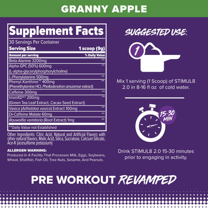 FINAFLEX STIMUL8 2.0 Pre Workout, Granny Apple - Delivers Energy, Focus & Strength FINAFLEXUS supplements
