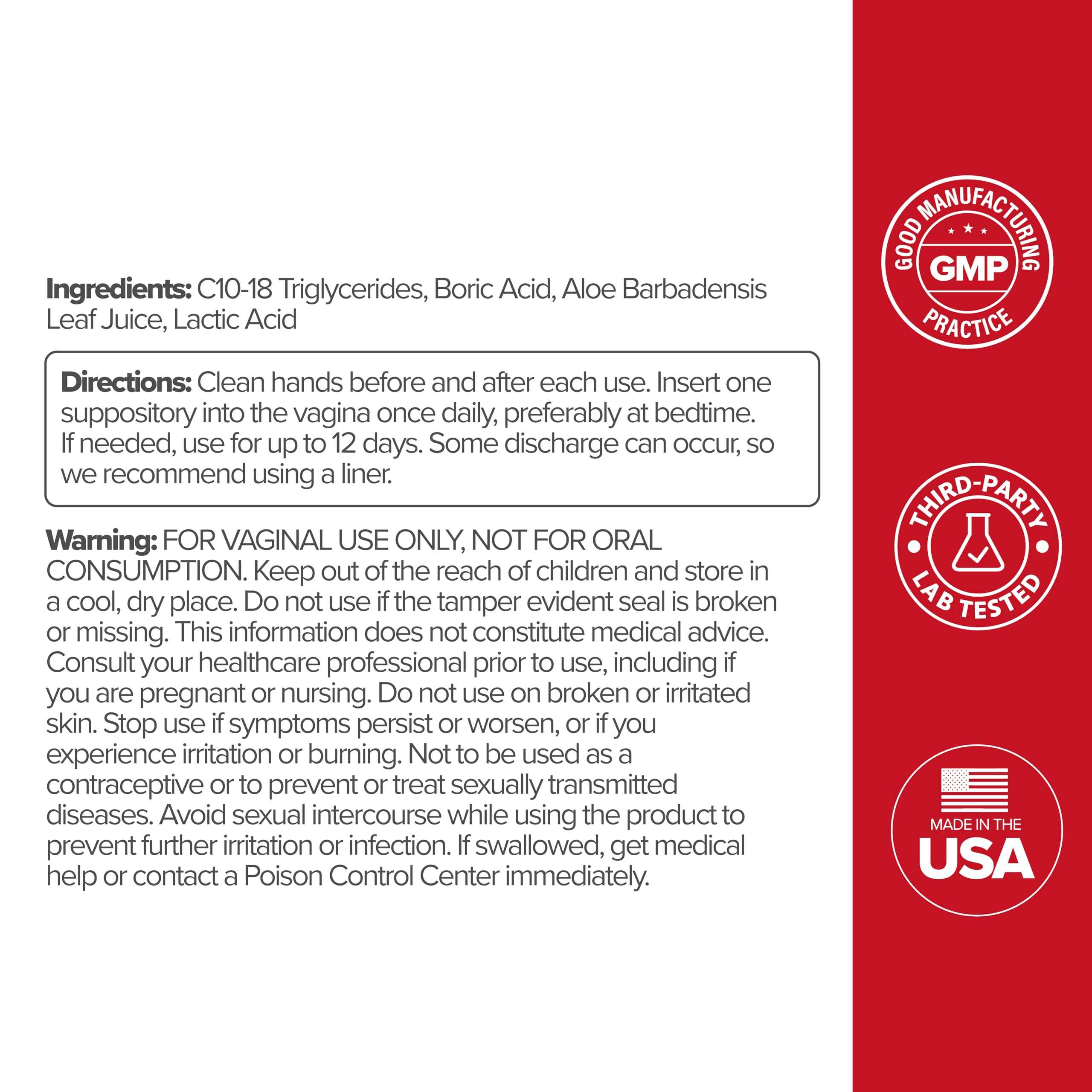 O Positiv URO Boric Acid Vaginal Suppository – with Lactic Acid, and Aloe for Fast Relief and Vaginal Odor Control – Vegan, Free from Parabens, Dyes, and Fragrances – 12 Count (Pack of 1) O PositivUS supplements