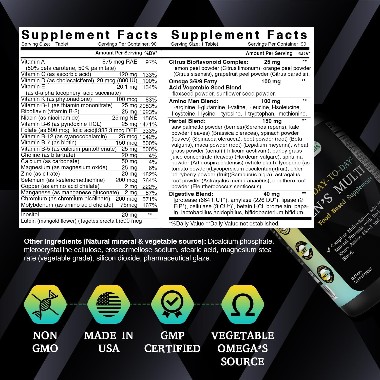 Best Naturals Day-to-Day Men's Multivitamin Food Based Supplement with Vitamin A, L-Arginine, L-Glutamine, L-Lysine- 90 Tablets Best NaturalsAu supplements
