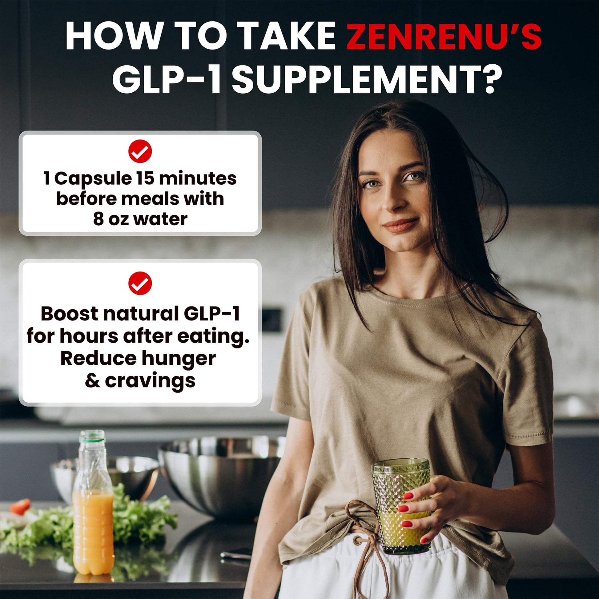 Zenrenu GLP-1 Supplement for Women - Natural Metabolism, Appetite & Craving Support – Super Berberine, Cinnamon,Akkermansia Probiotic,11-in-1 Gut Support - GLP Activate -60 Vegan Caps ZenrenuAu supplements