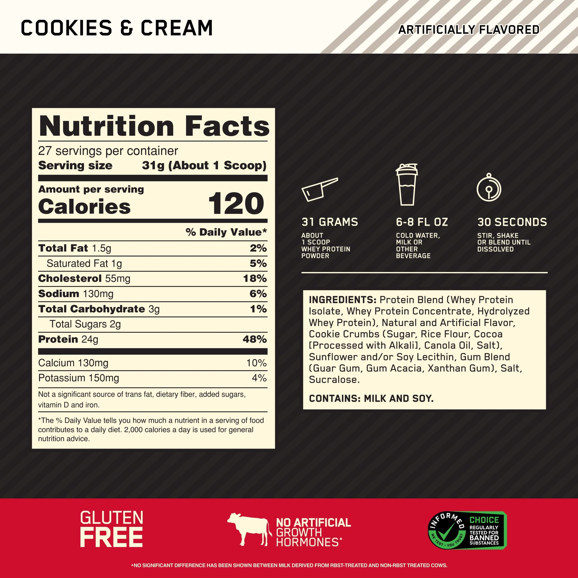 Optimum Nutrition Gold Standard 100% Whey Protein Powder, Cookies & Cream Optimum NutritionAu supplements