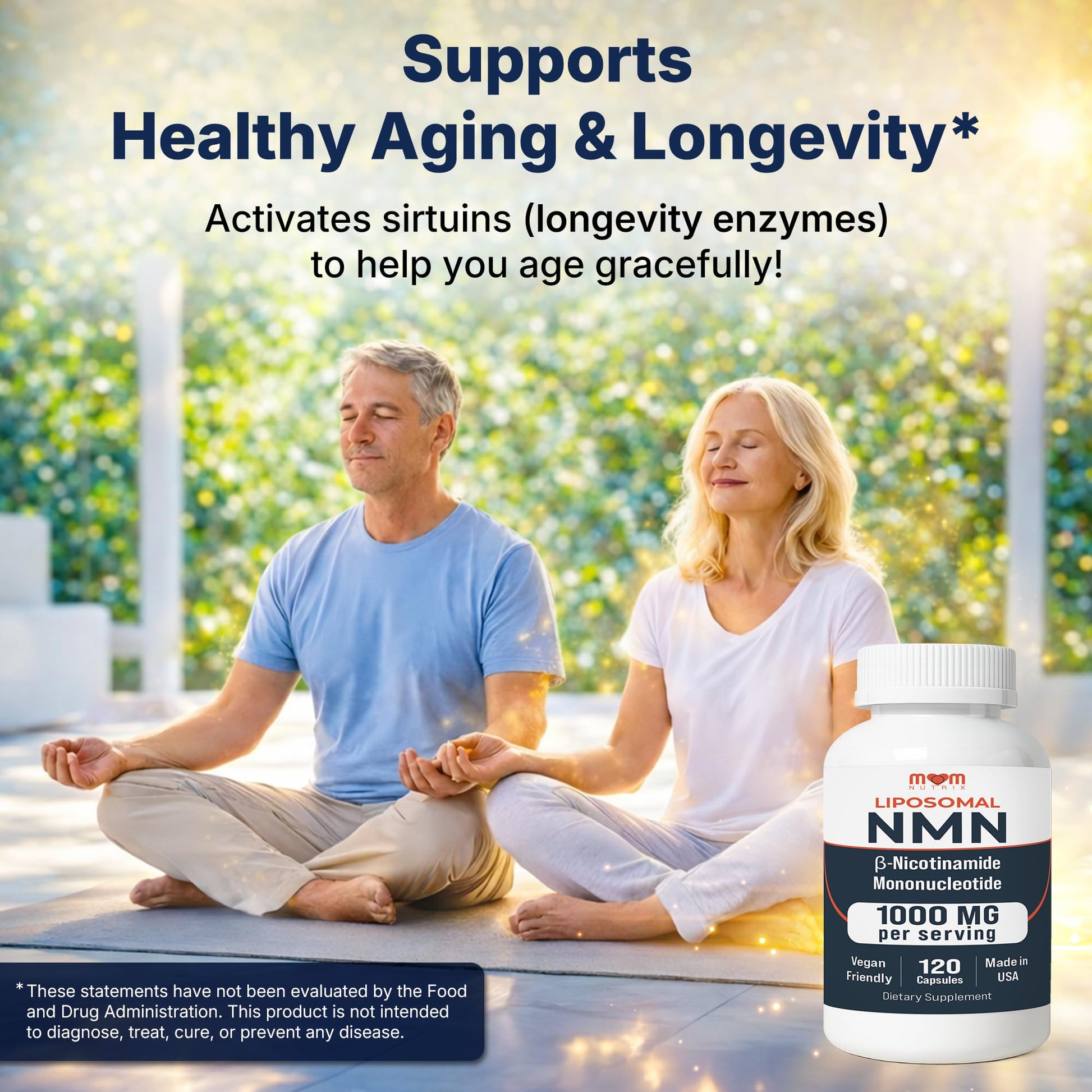 NMN Supplement 1000 mg Pure Nicotinamide Mononucleotide - NAD Precursor for Energy, Cellular Renewal & Longevity Support - Mitochondrial Support 120 Capsules - Vegan, Non GMO, Gluten Free MOM NUTRIXAu supplements