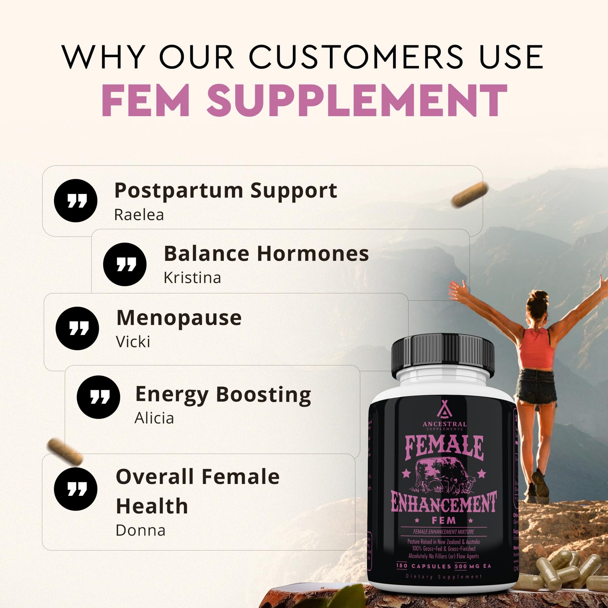 Beef Organ Supplement for Women – Supports Hormone Balance, Energy & Wellness – Grass Fed, Pasture Raised Superfood – Liver, Heart, Kidney, Bone Marrow – Collagen, CoQ10, B12 – Female Support Blend Ancestral SupplementsAu supplements