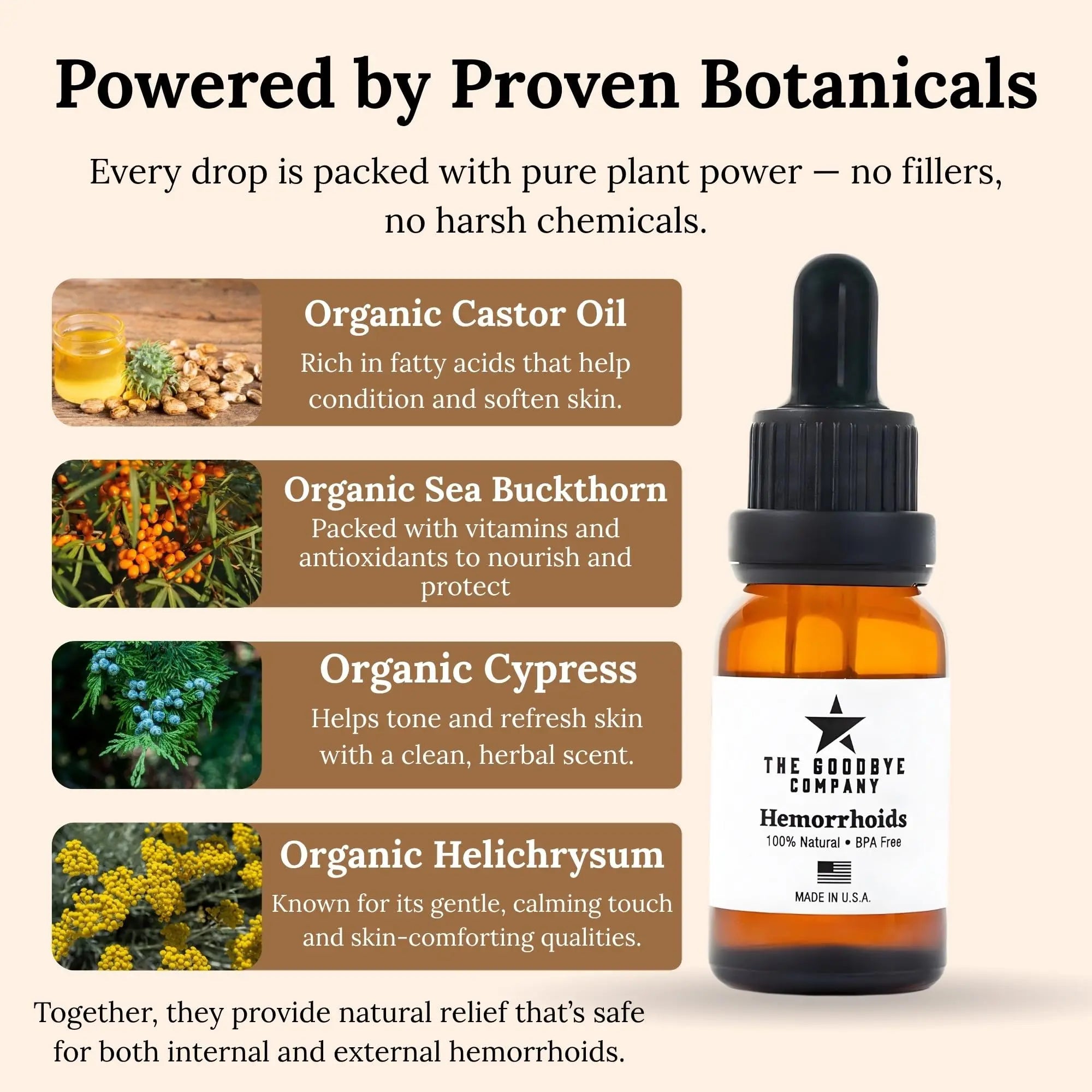 The Goodbye Company Organic Hemorrhoid Relief Serum - Natural Witch Hazel Treatment for Pain, Itch & Swelling - Internal External Soothing Formula - Vegan, USA Made, 15mL The Goodbye CompanyAu supplements