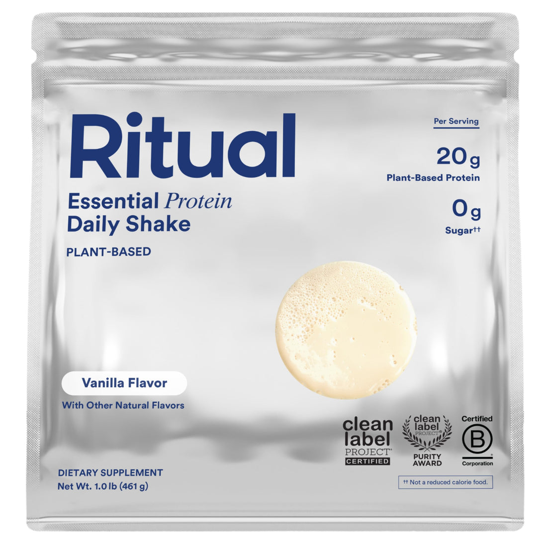 Ritual Pea Protein Powder with BCAA: 20g Organic Vegan Plant-Based Protein from Regenerative Farms in North America, Complete Amino Acid Profile, Gluten Free, Sugar Free‡, Dairy Free, Vanilla, 1 Lbs RitualUS supplements