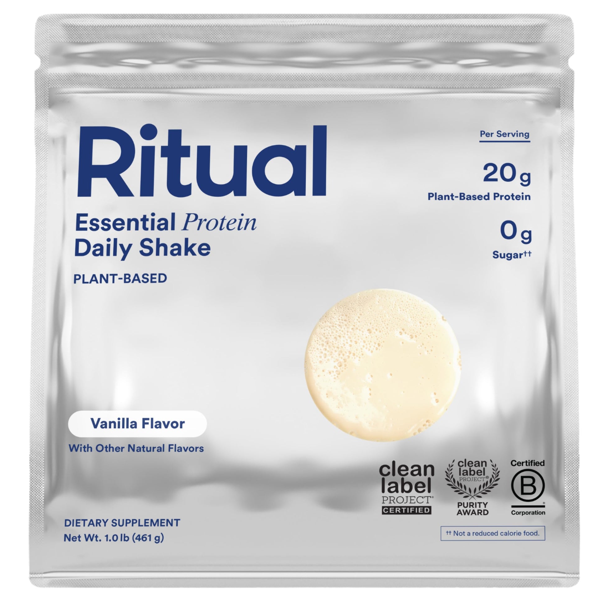 Ritual Pea Protein Powder with BCAA: 20g Organic Vegan Plant-Based Protein from Regenerative Farms in North America, Complete Amino Acid Profile, Gluten Free, Sugar Free‡, Dairy Free, Vanilla, 1 Lbs RitualUS supplements