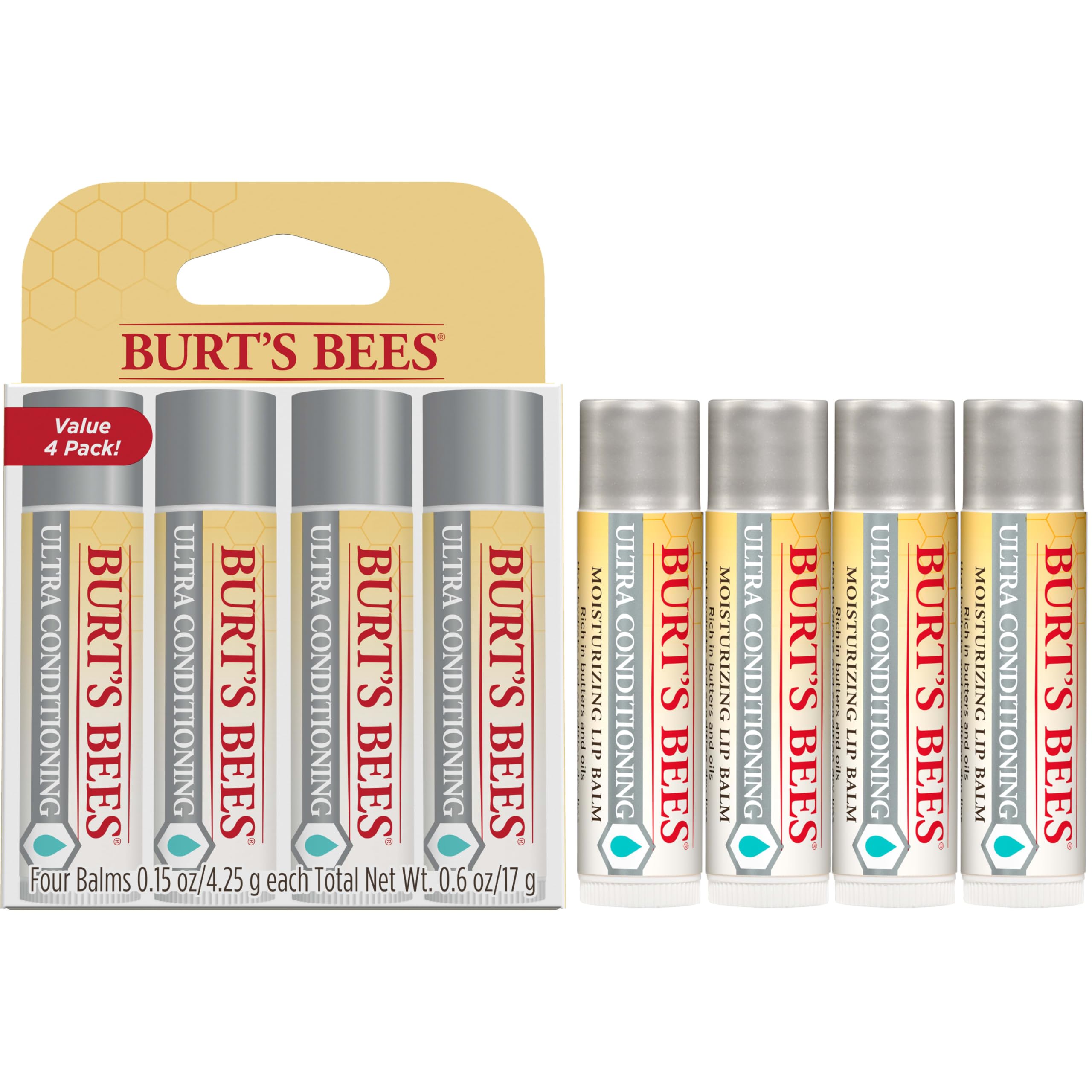 Burt's Bees Easter Basket Stuffers, Balm Bouquet Lip Balm Set, Original Beeswax, Vanilla Bean, Cucumber Mint, Coconut & Pear Pack, Natural Origin Lip Treatment, 4 Tubes, 0.15 oz. Burt's BeesAu supplements