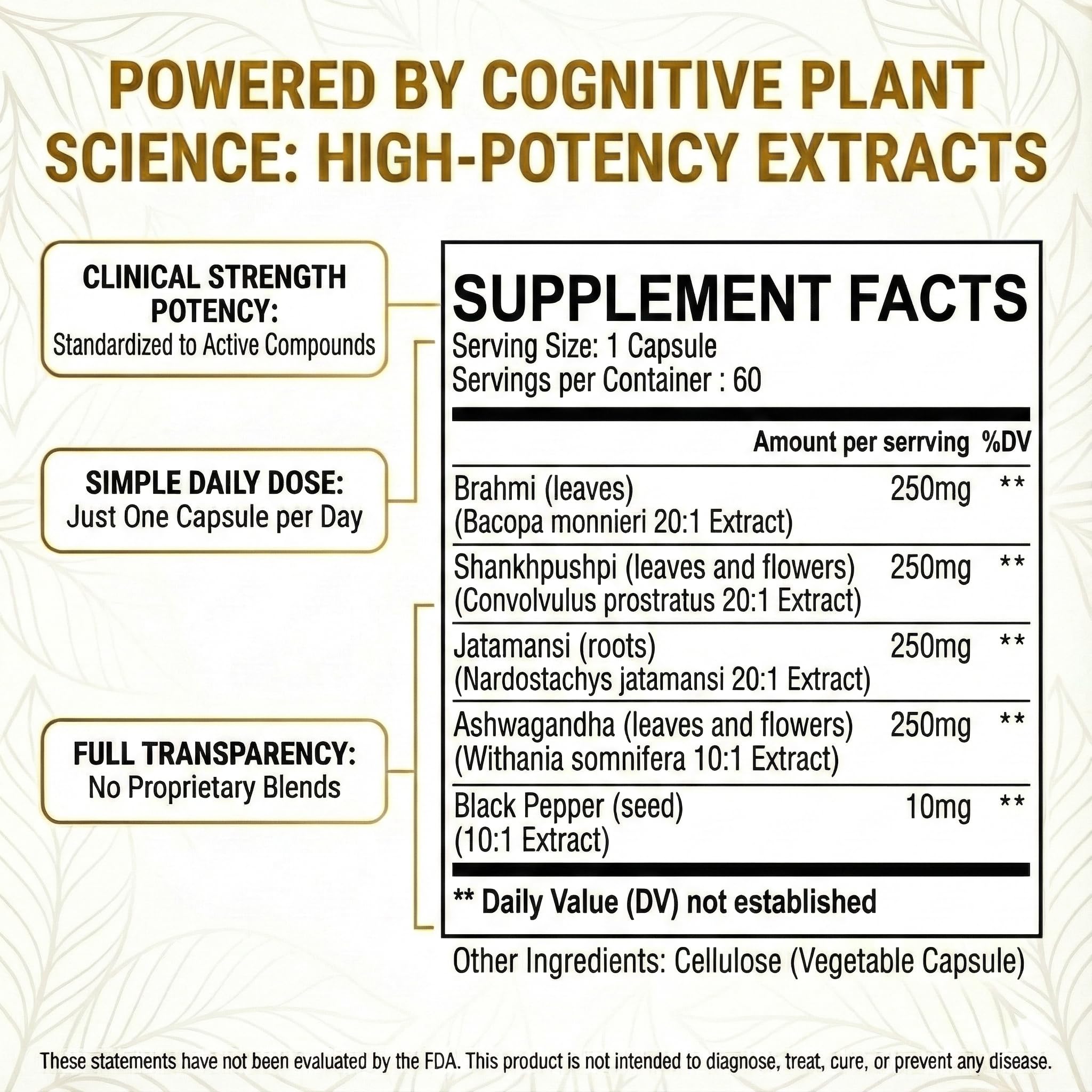 Pure Prana Ayurvedic Brain Supplement Capsules with Brahmi, Ashwagandha & Gotu Kola - Plant-Based Nootropic Cognitive Wellness Formula for Daily Focus - Vegan Clarity for Men Women - 60 Capsules Pure PranaAu supplements