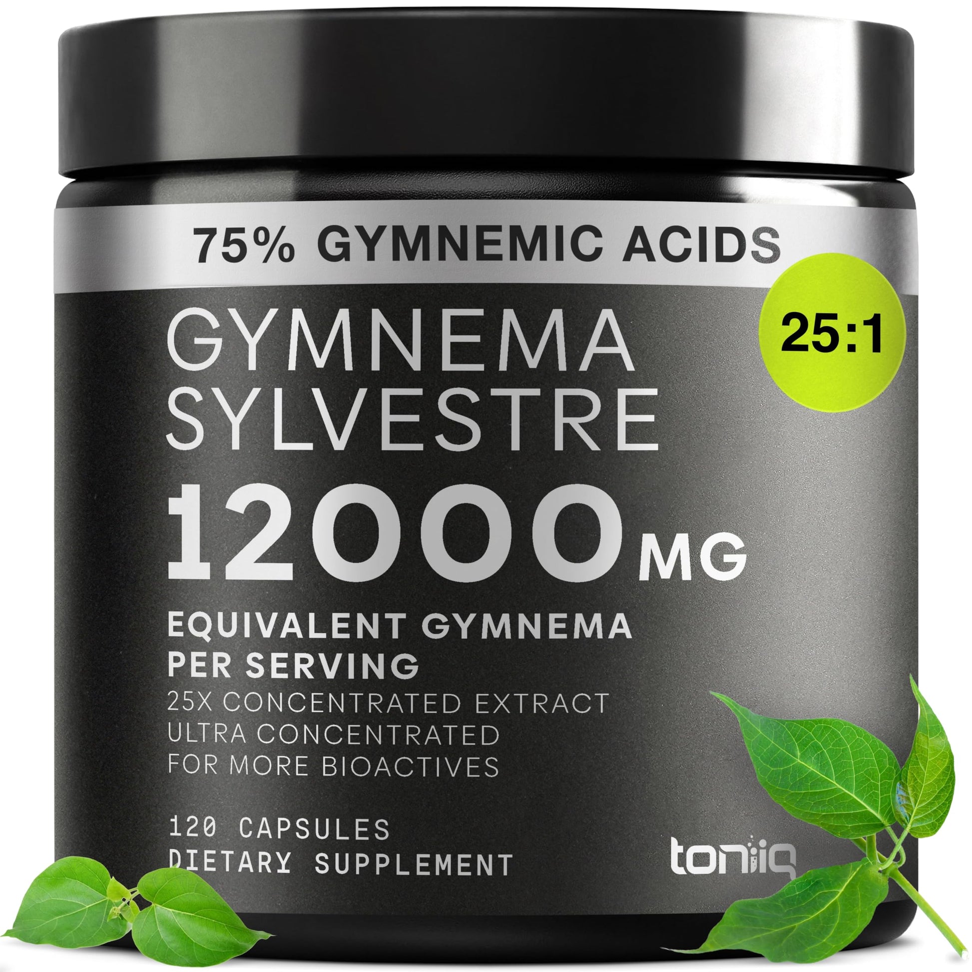 Toniiq Gymnema Sylvestre – Ultra High Potency 25:1 Extract Standardized to 75% Gymnemic Acids – 500mg Clinical Dose – Triple-Tested Purity – 120 Vegan Capsules ToniiqAu supplements