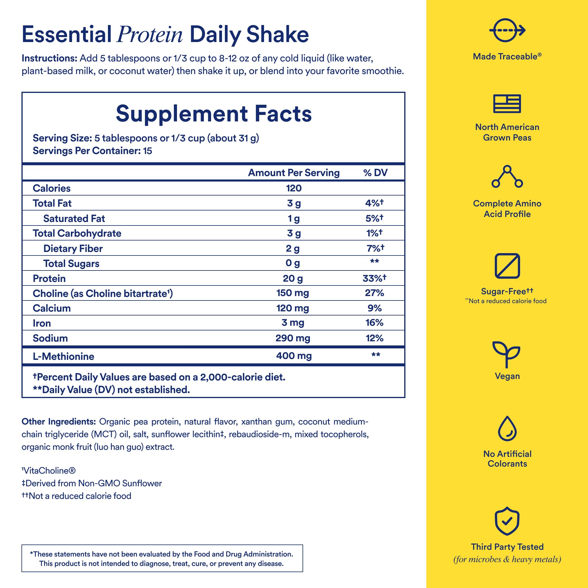 Ritual Pea Protein Powder with BCAA: 20g Organic Vegan Plant-Based Protein from Regenerative Farms in North America, Complete Amino Acid Profile, Gluten Free, Sugar Free‡, Dairy Free, Vanilla, 1 Lbs RitualUS supplements